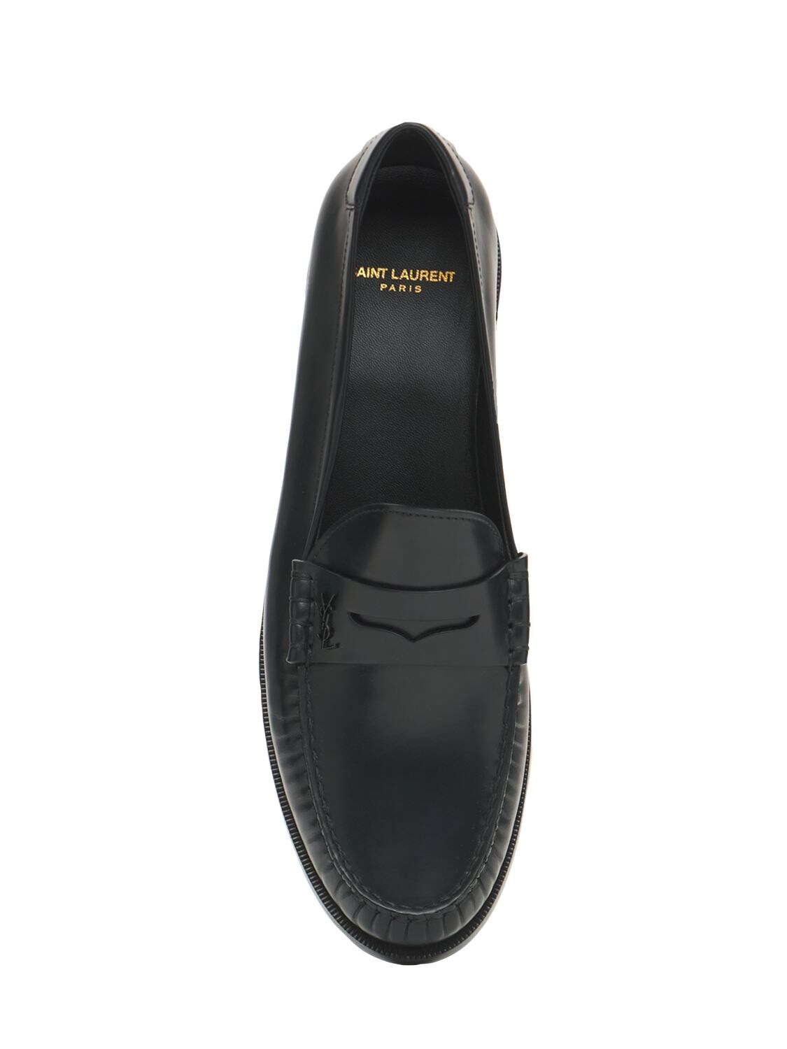 Shop Saint Laurent 20mm Le Loafer Monogram Leather Loafers In Black