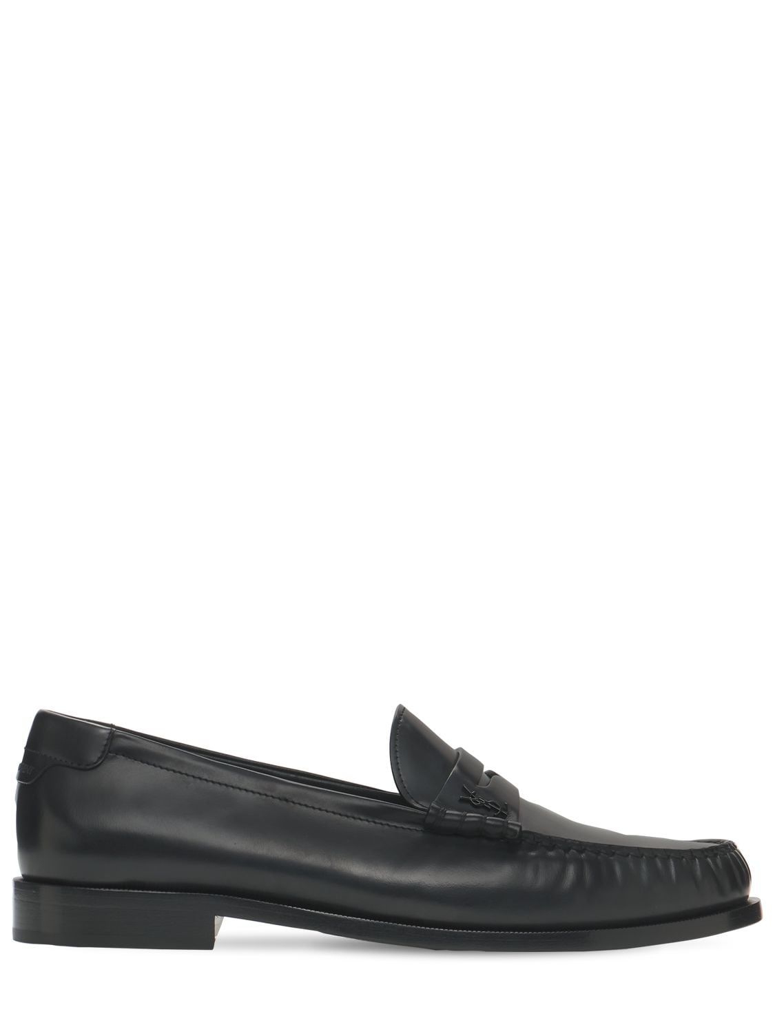 Shop Saint Laurent 20mm Le Loafer Monogram Leather Loafers In Black