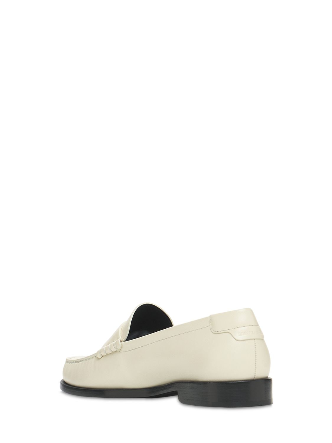 Shop Saint Laurent 20mm Le Loafer Monogram Leather Loafers In Pearl