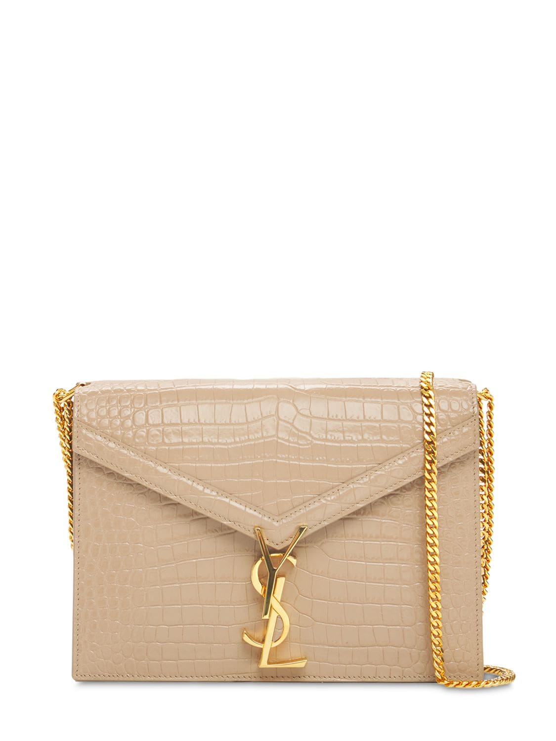 CASSANDRA medium chain bag in crocodile-embossed shiny leather, Saint  Laurent