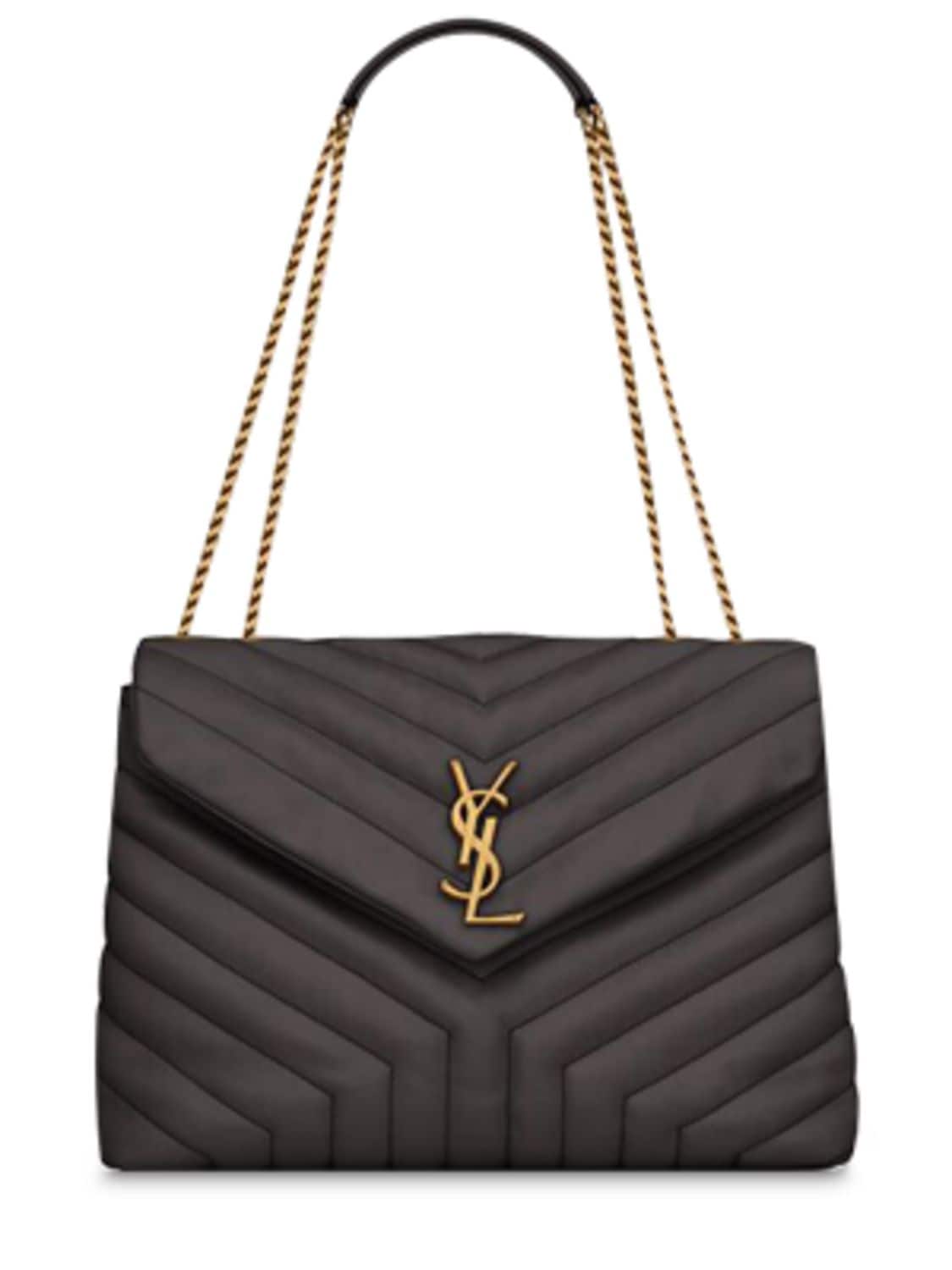 Saint Laurent Loulou Medium Quilted Leather Crossbody In Storm