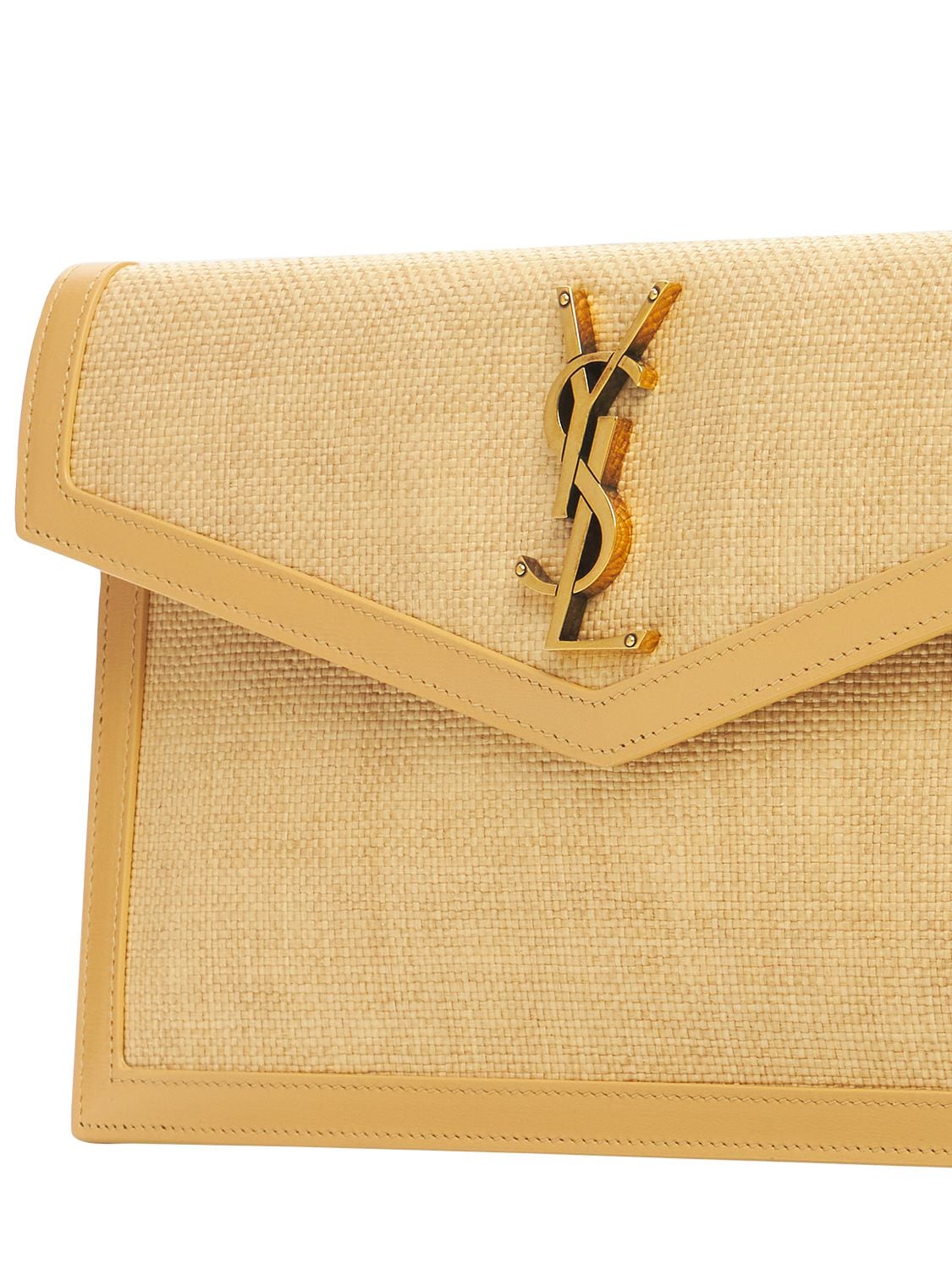 Saint Laurent Beige Uptown Leather Pouch in Natural