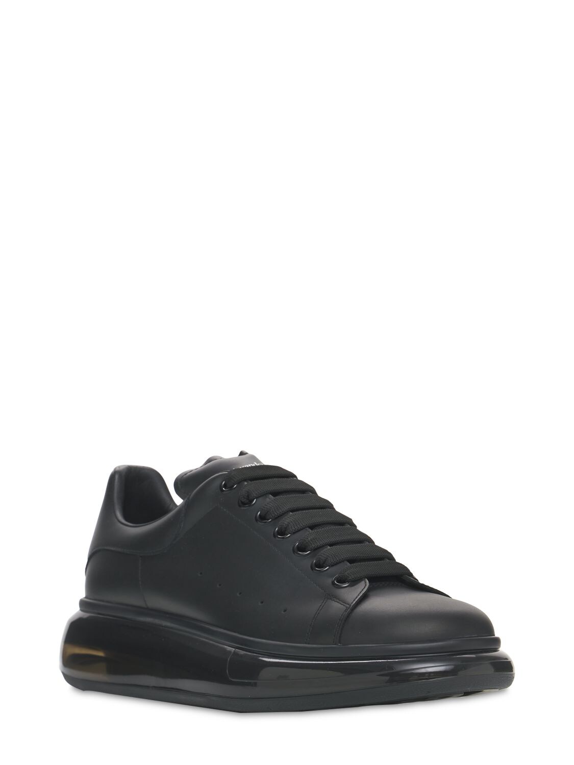 Shop Alexander Mcqueen 45mm Oversized Leather Sneakers In Black