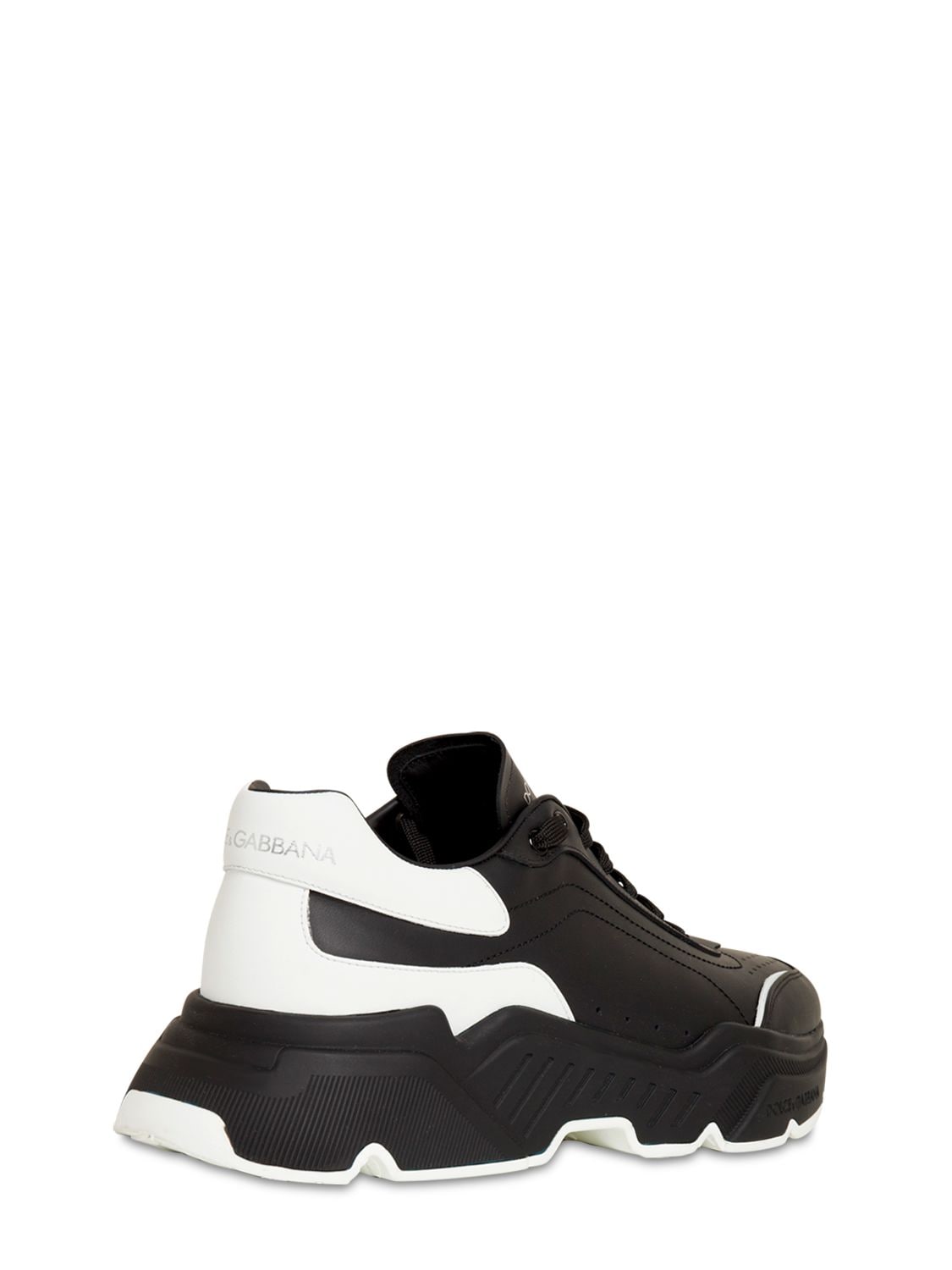 Shop Dolce & Gabbana 50mm Daymaster Leather Running Sneakers In Black,white