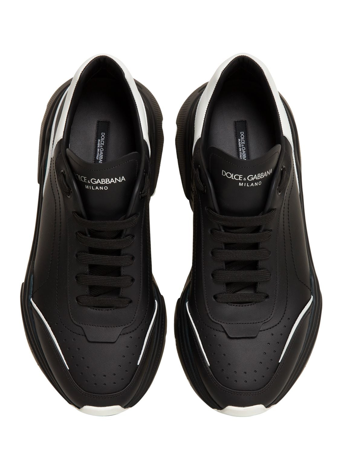 Shop Dolce & Gabbana 50mm Daymaster Leather Running Sneakers In Black,white