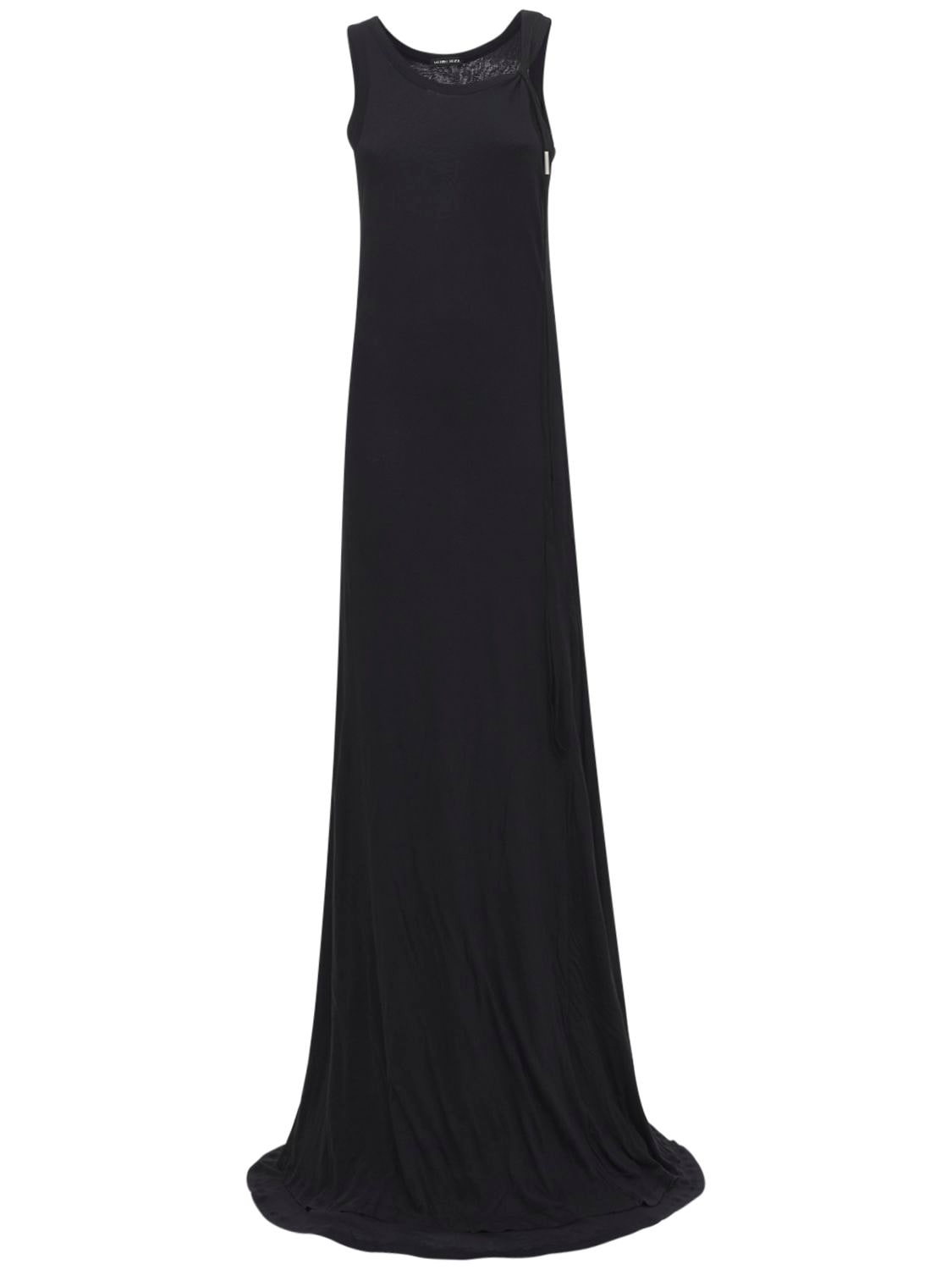 Ann Demeulemeester Leen Sleeveless Cotton Jersey Long Dress In Black ...