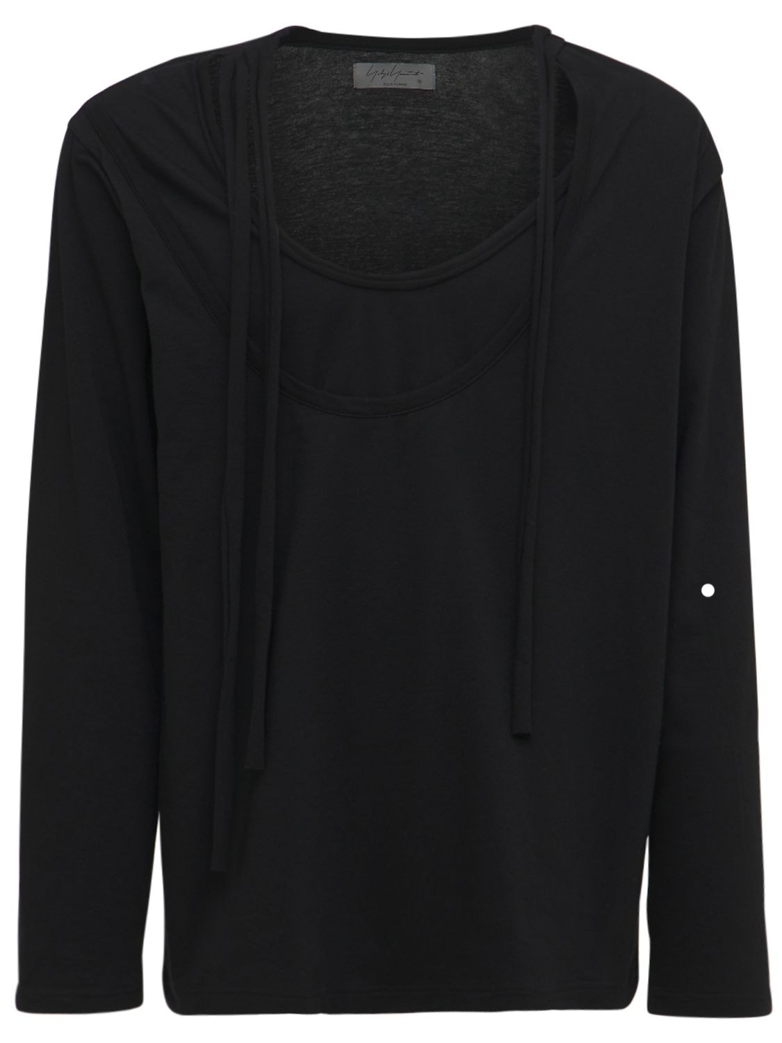Yohji Yamamoto Layered Cotton Jersey T-shirt In Black