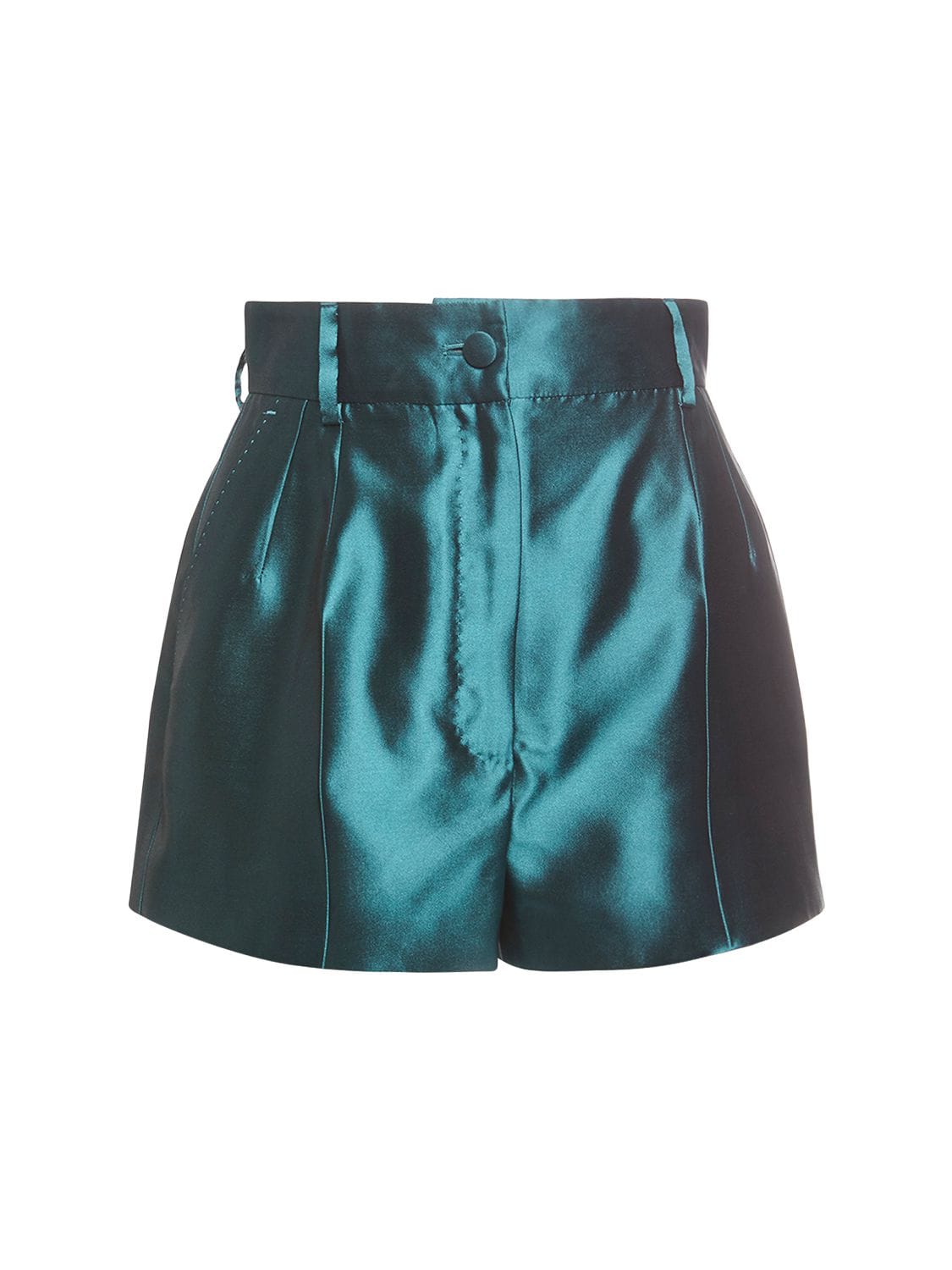 Dolce & Gabbana High Waist Tailored Silk Shorts In Green | ModeSens