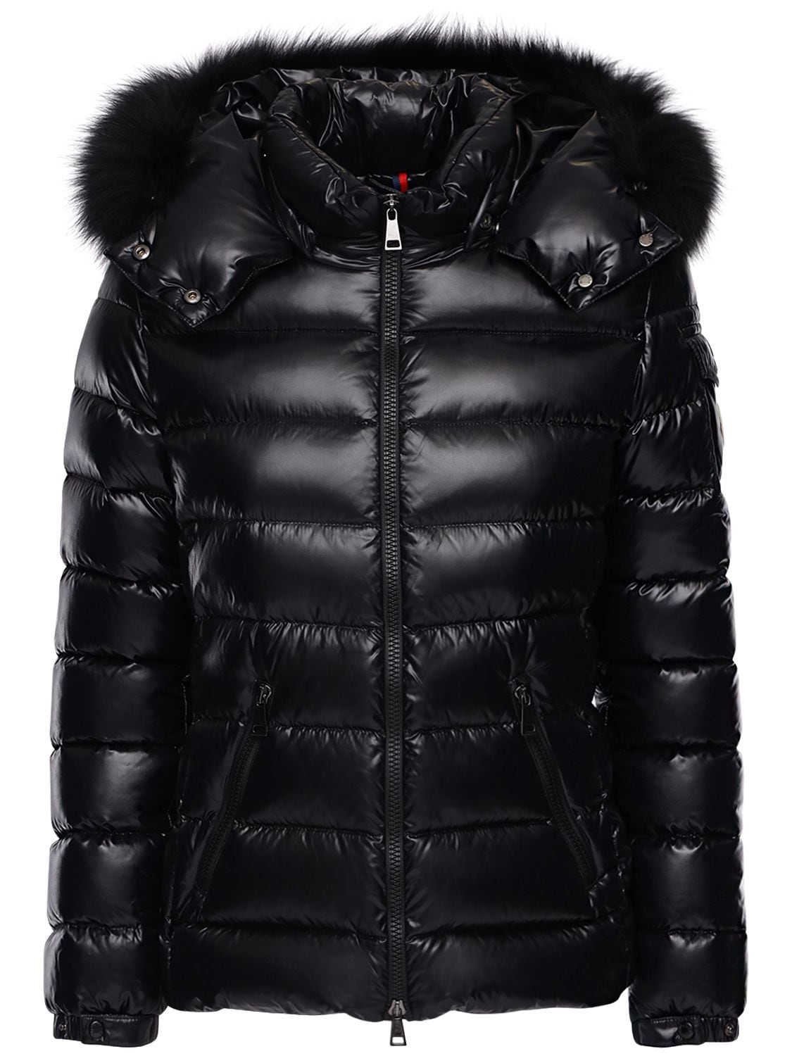 Moncler - Bady nylon laqué down jacket w/ fur - Black | Luisaviaroma