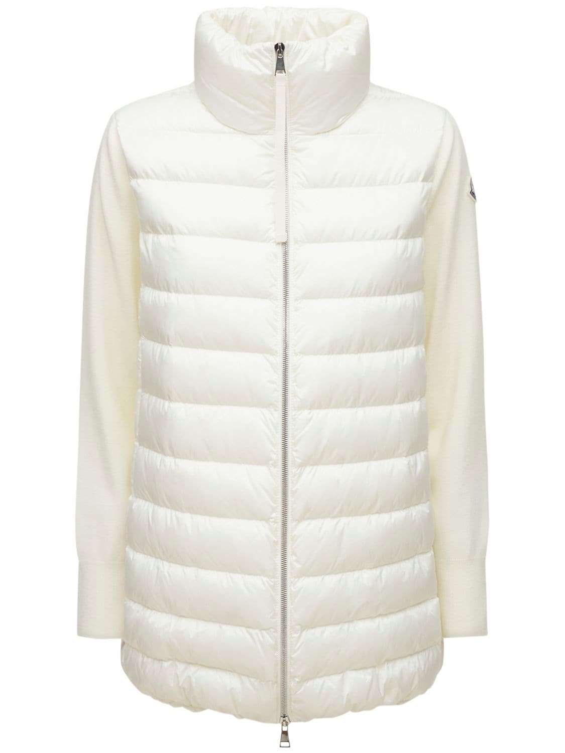Moncler Wool Cardigan Down Jacket In White | ModeSens