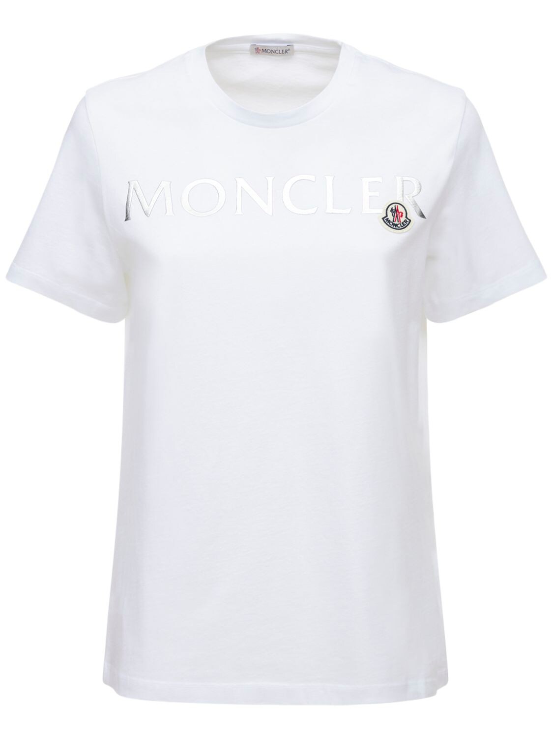 Moncler Logo Cotton Jersey T-shirt In Белый