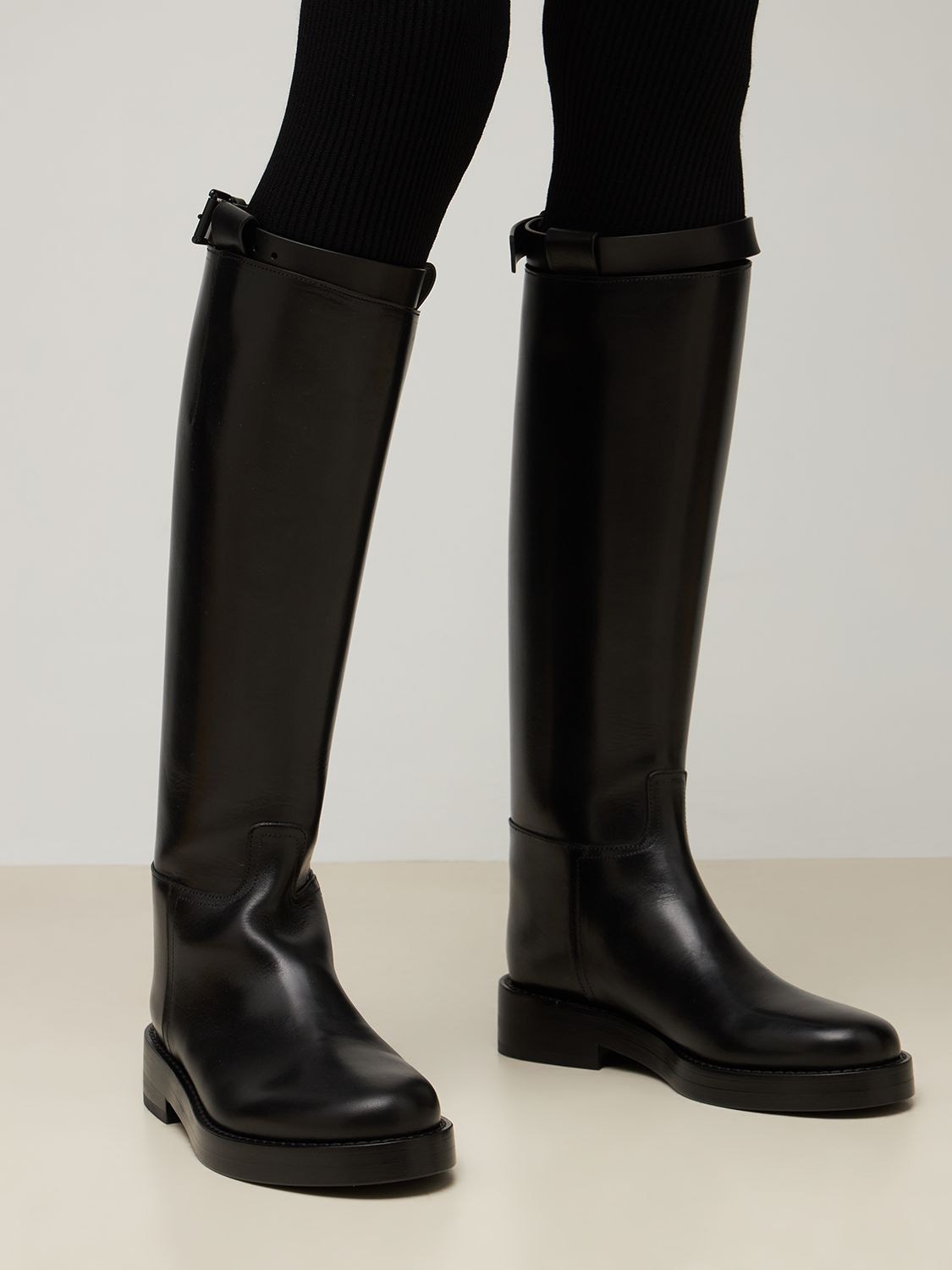 Shop Ann Demeulemeester 40mm Stan Leather Tall Boots In Black