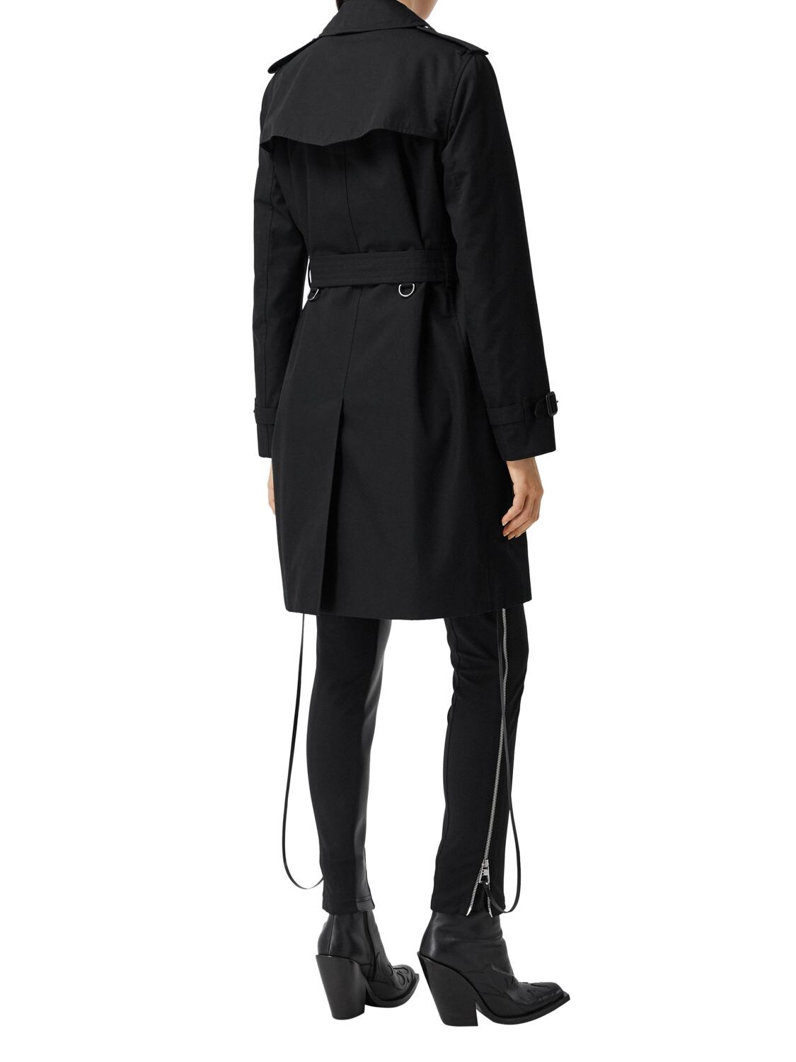 Shop Burberry Mid-length Kensington Canvas Trench Coat In Black