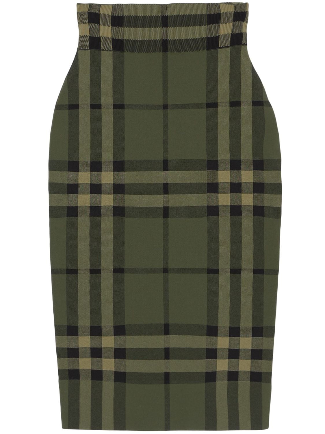 BURBERRY KAMMIE CHECK SILK BLEND PENCIL SKIRT,74I040065-QTEZNZI1
