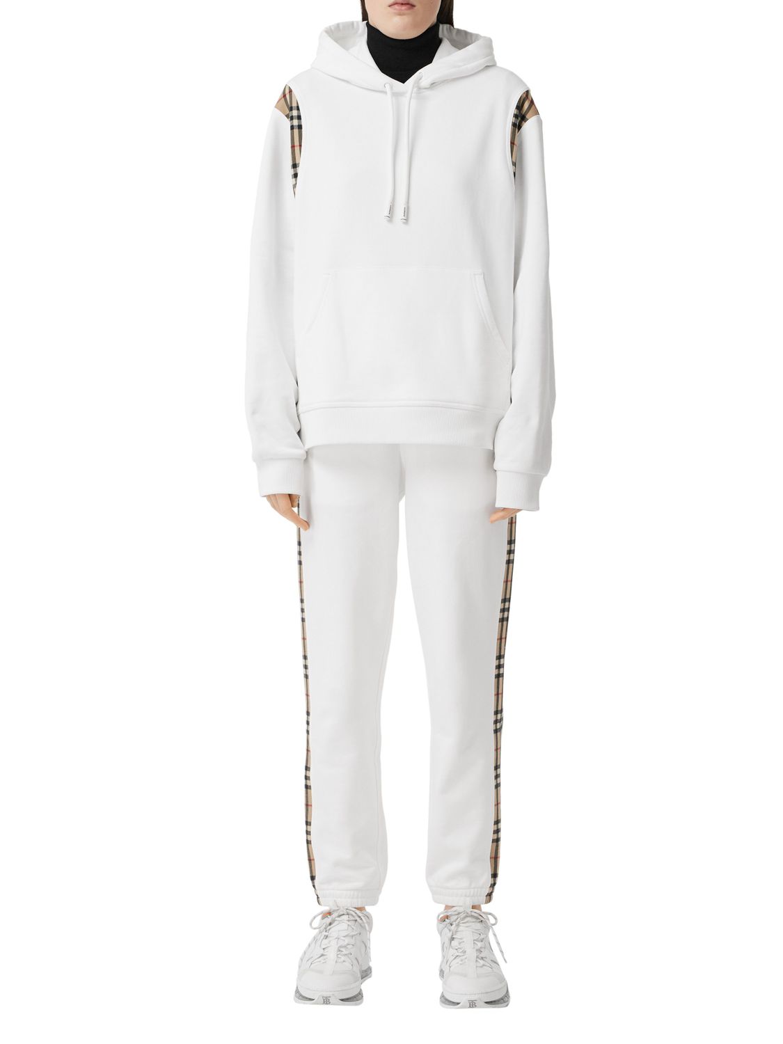 新発売 トップス パーカー レディース Burberry バーバリー トップス レディース パーカー バーバリー Burberry White White Hoodie Panel Check Vintage Oversized トップス