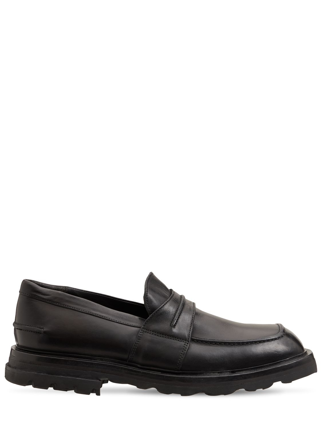 Moma Achille Leather Loafers In Black