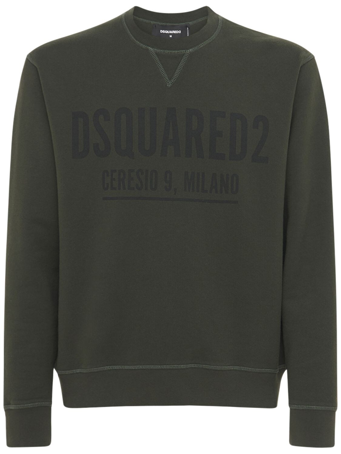 Dsquared2 Ceresio 9 Print Cotton Jersey Sweatshirt In Military Green