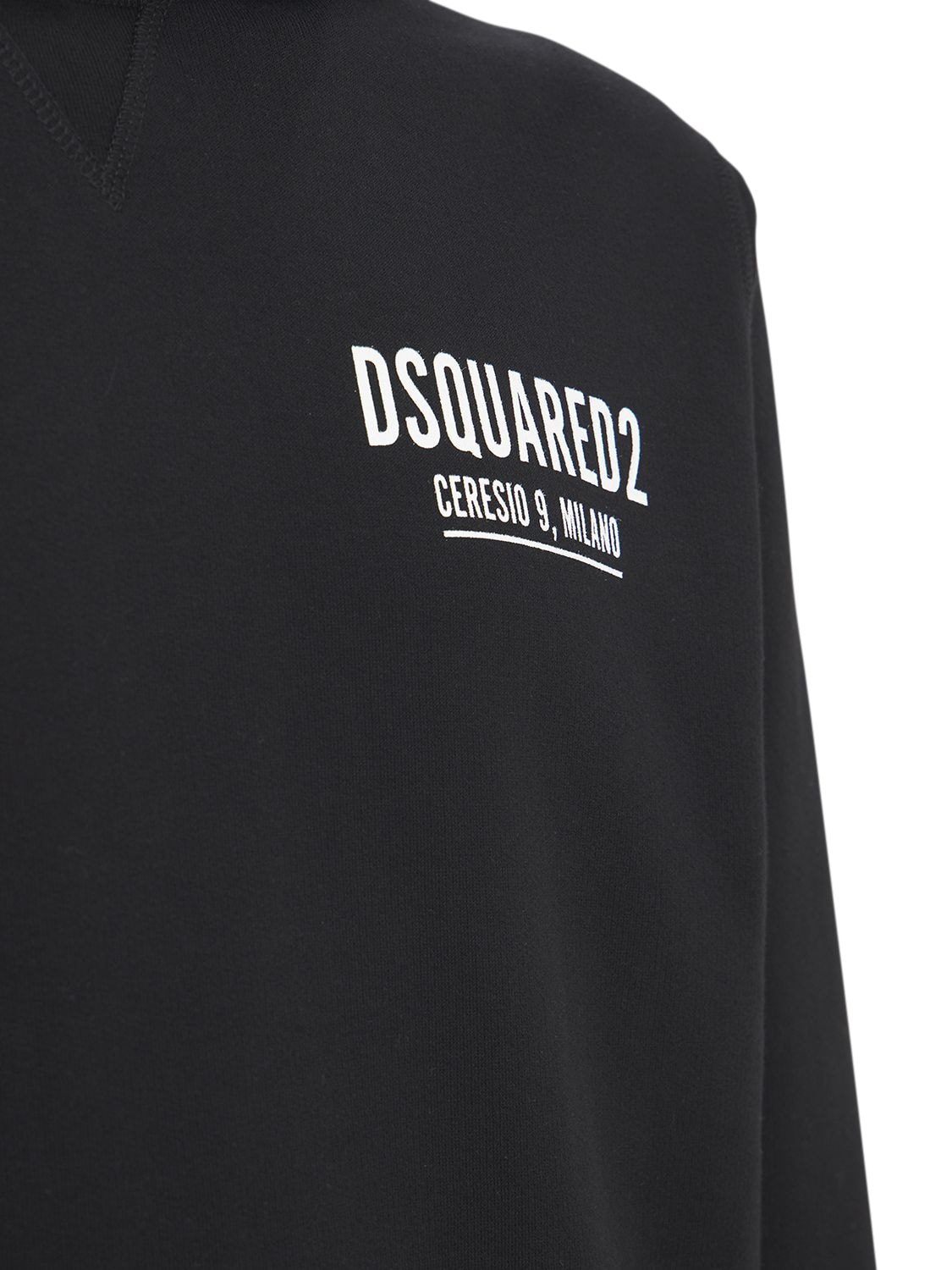 Shop Dsquared2 Ceresio 9 Print Cotton Jersey Hoodie In Black