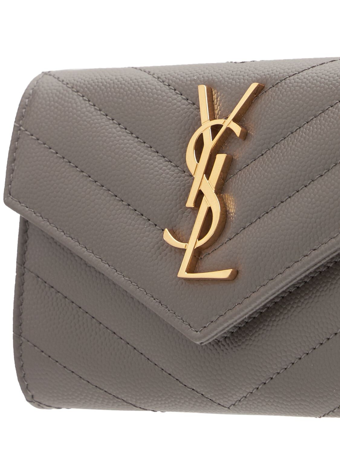 Shop Saint Laurent Leather Envelope Wallet In Fog