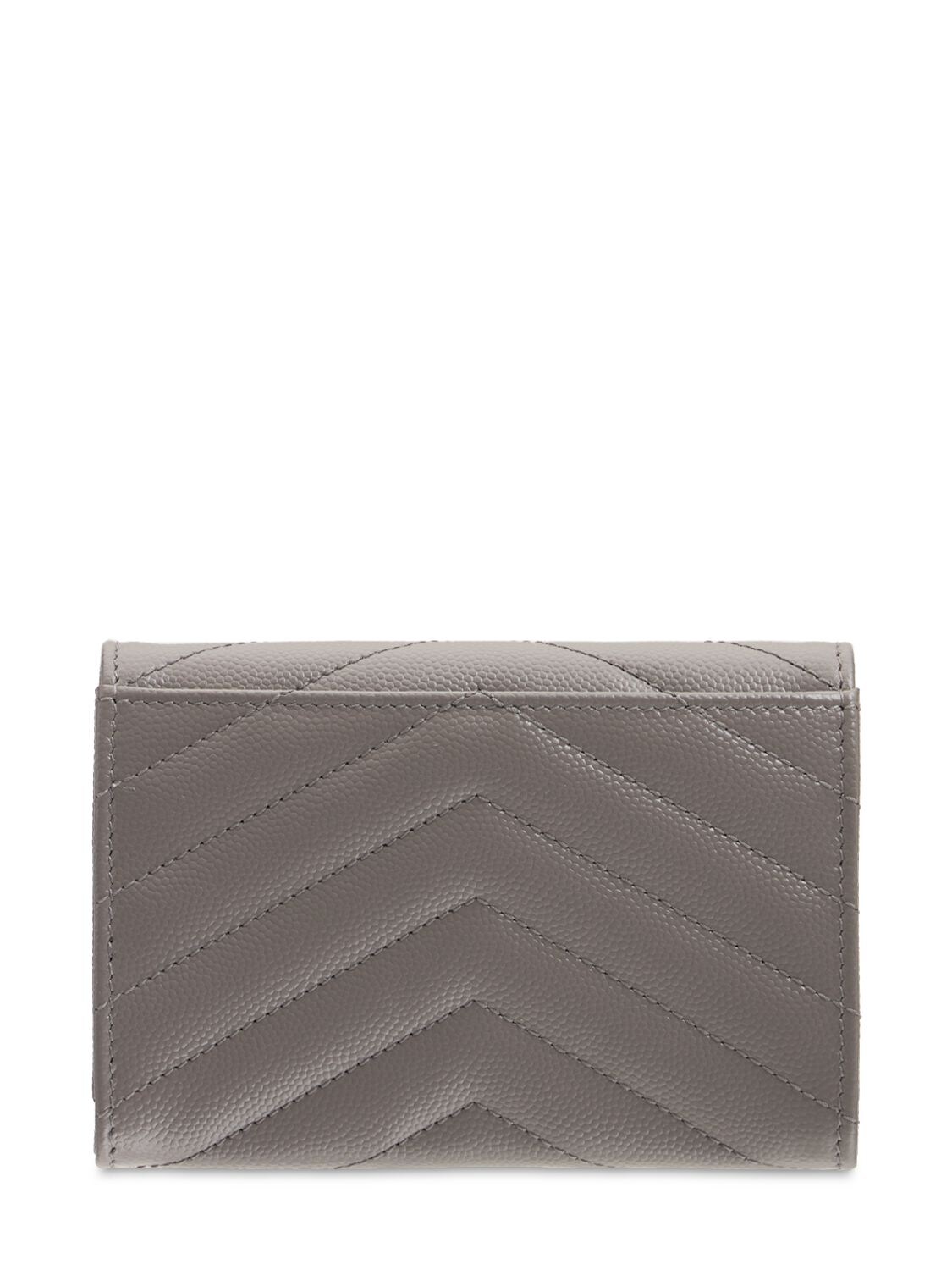 Shop Saint Laurent Leather Envelope Wallet In Fog