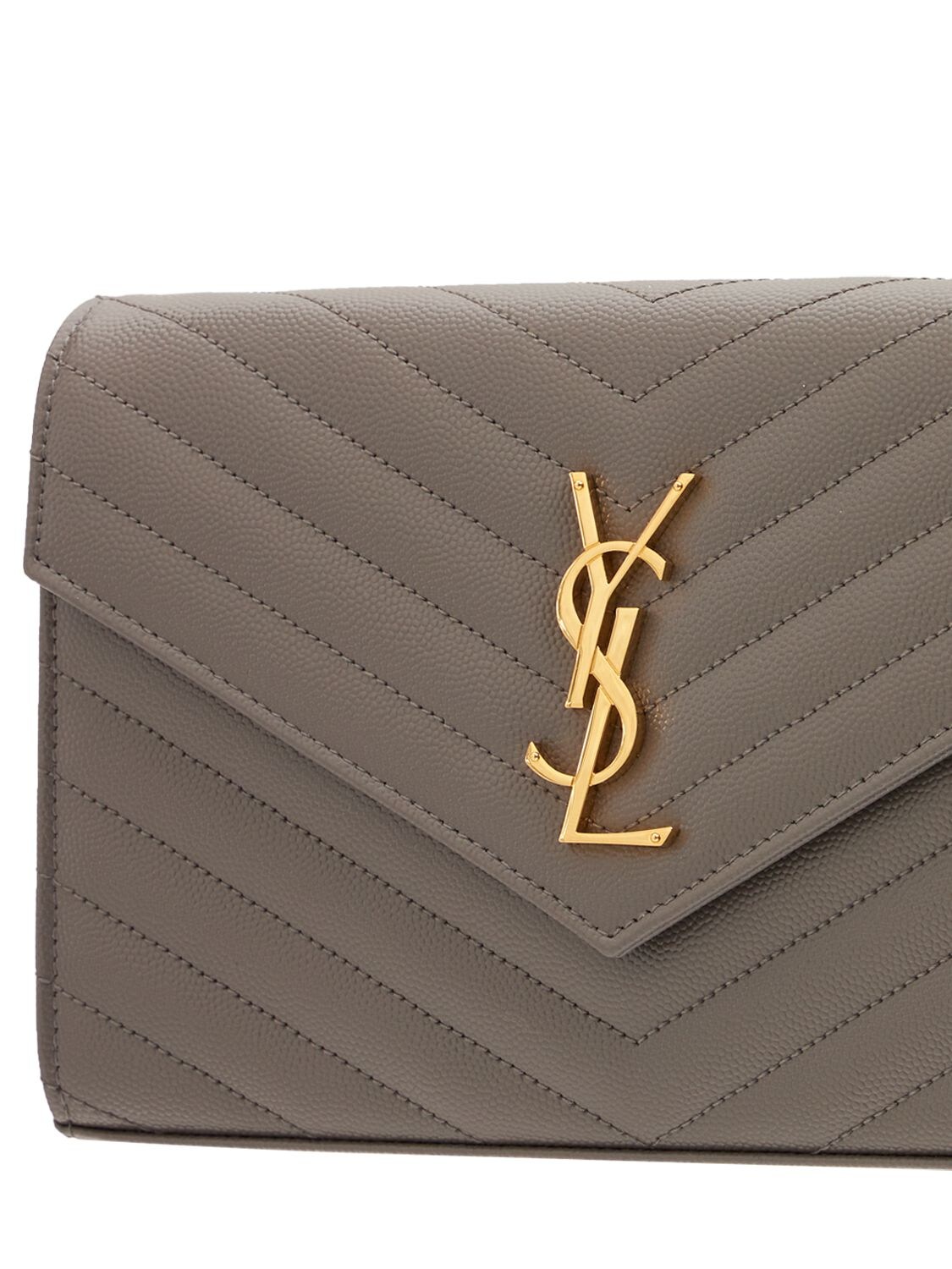 Saint Laurent Monogram Embossed Leather Chain Wallet