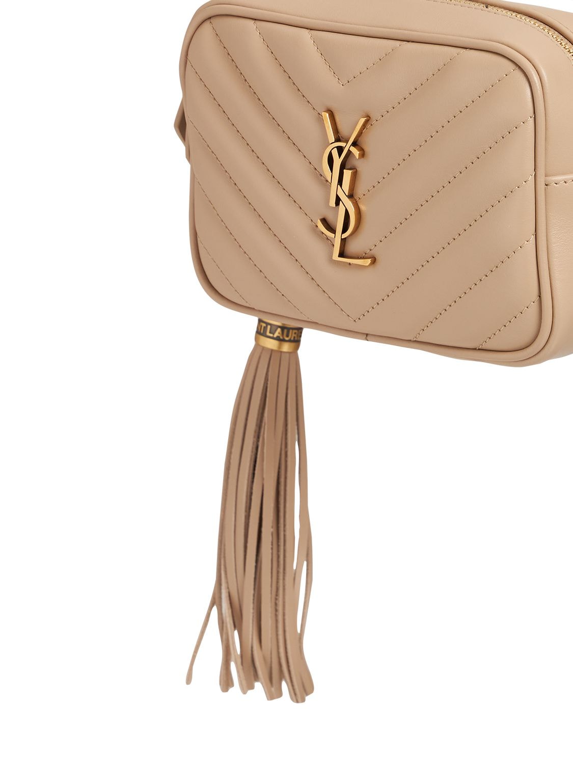 Shop Saint Laurent Lou Leather Belt Bag In Dark Beige