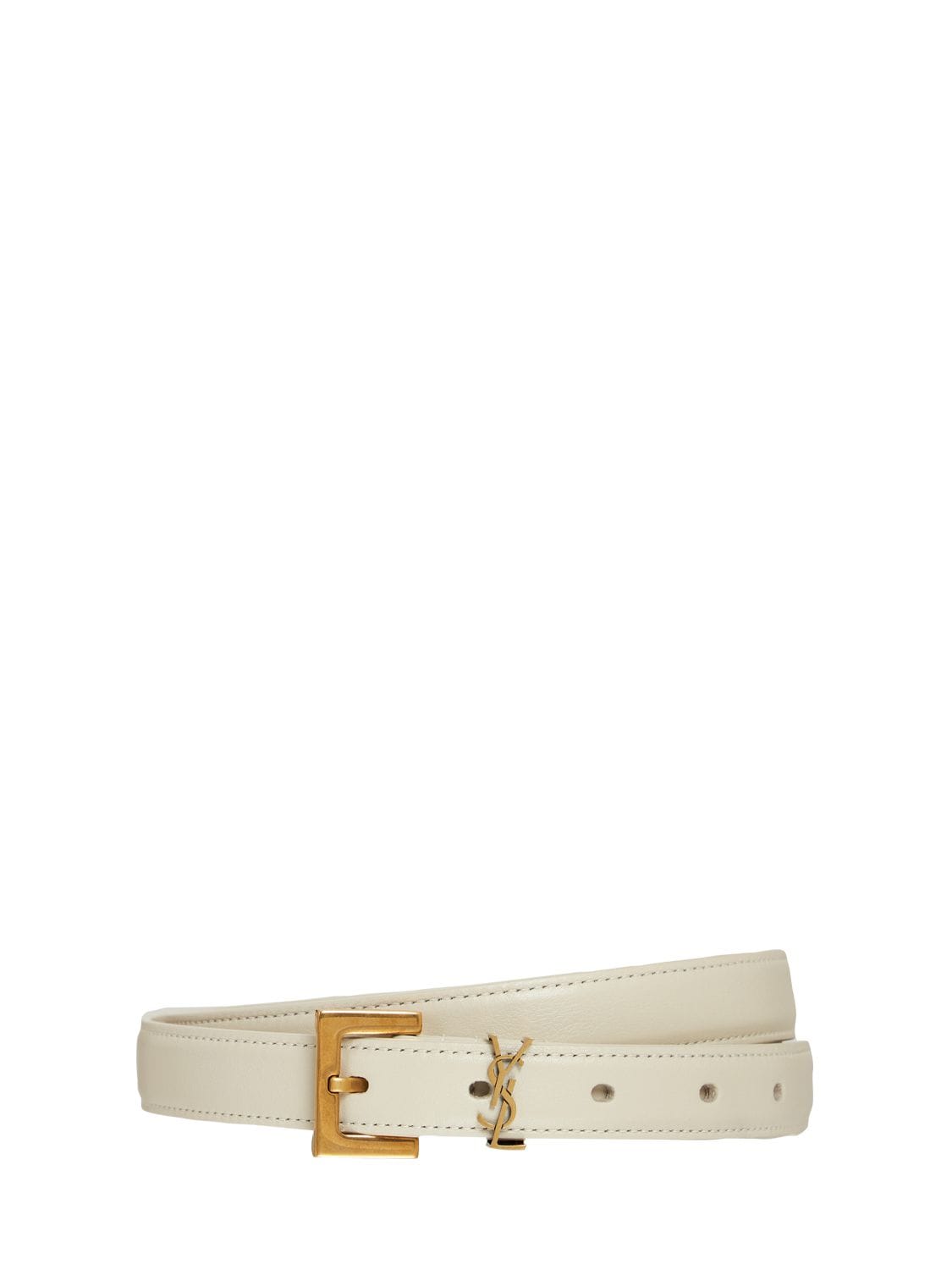 Leather belt Yves Saint Laurent White size S International in Leather -  34353956