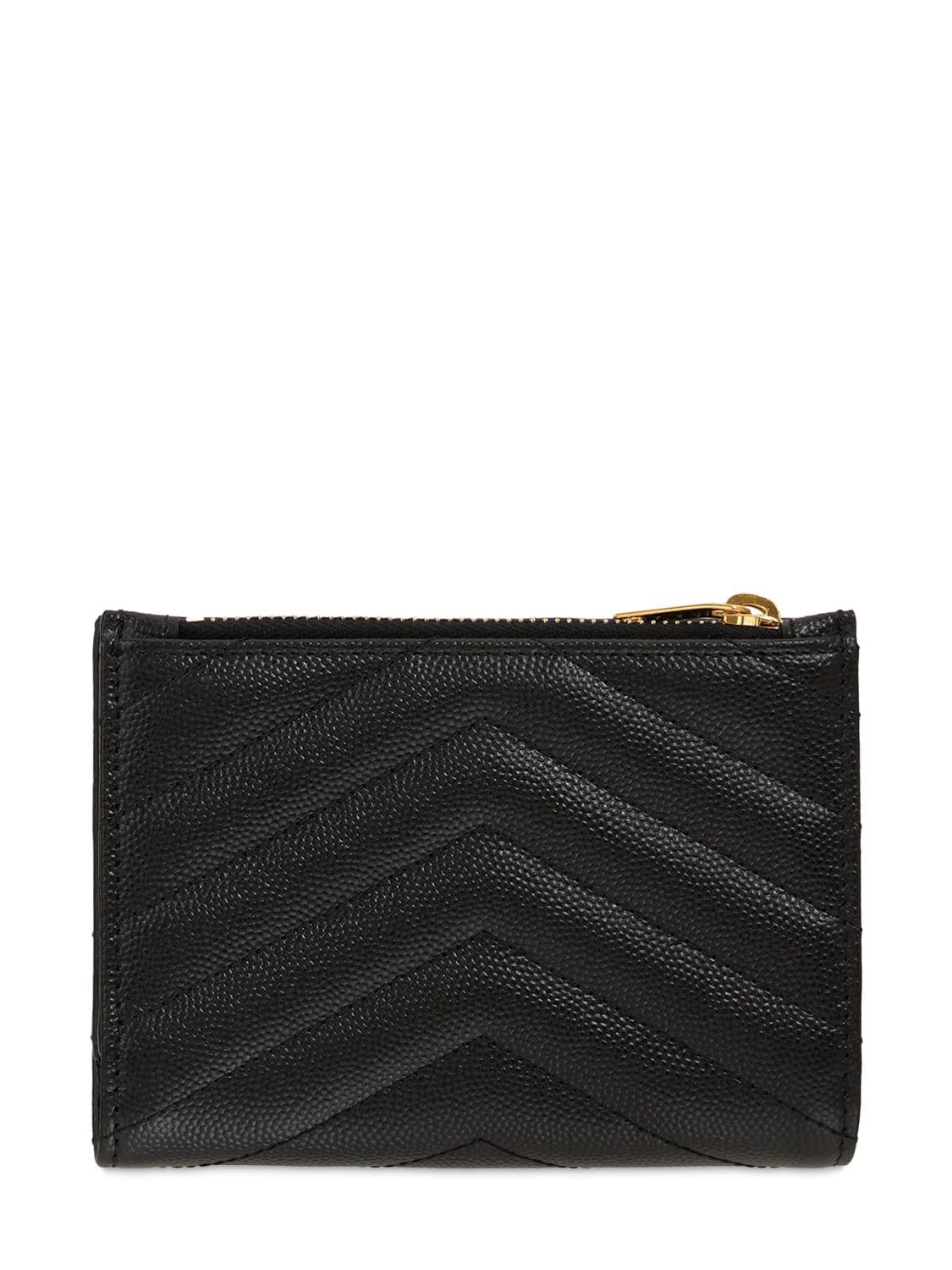 Shop Saint Laurent Ysl Leather Wallet In Black