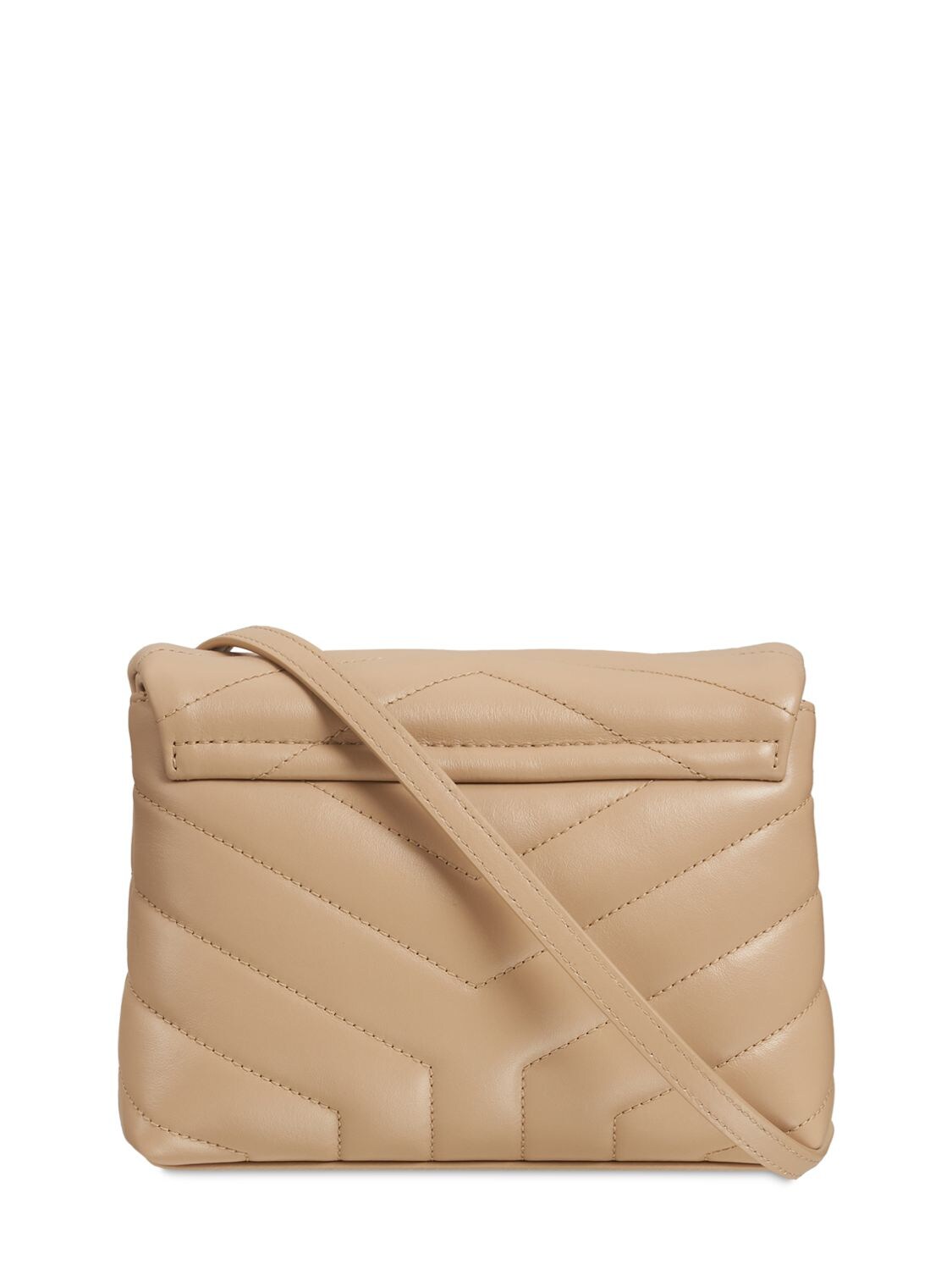 Shop Saint Laurent Toy Loulou Leather Shoulder Bag In Dark Beige