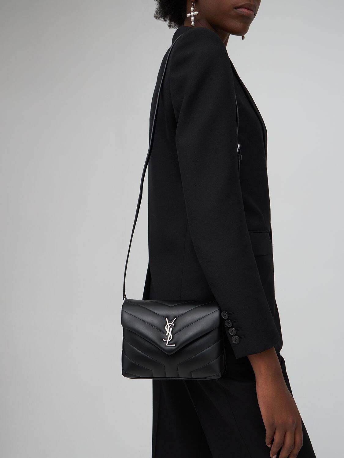 Shop Saint Laurent Toy Loulou Brilliant Matelassé Bag In Black