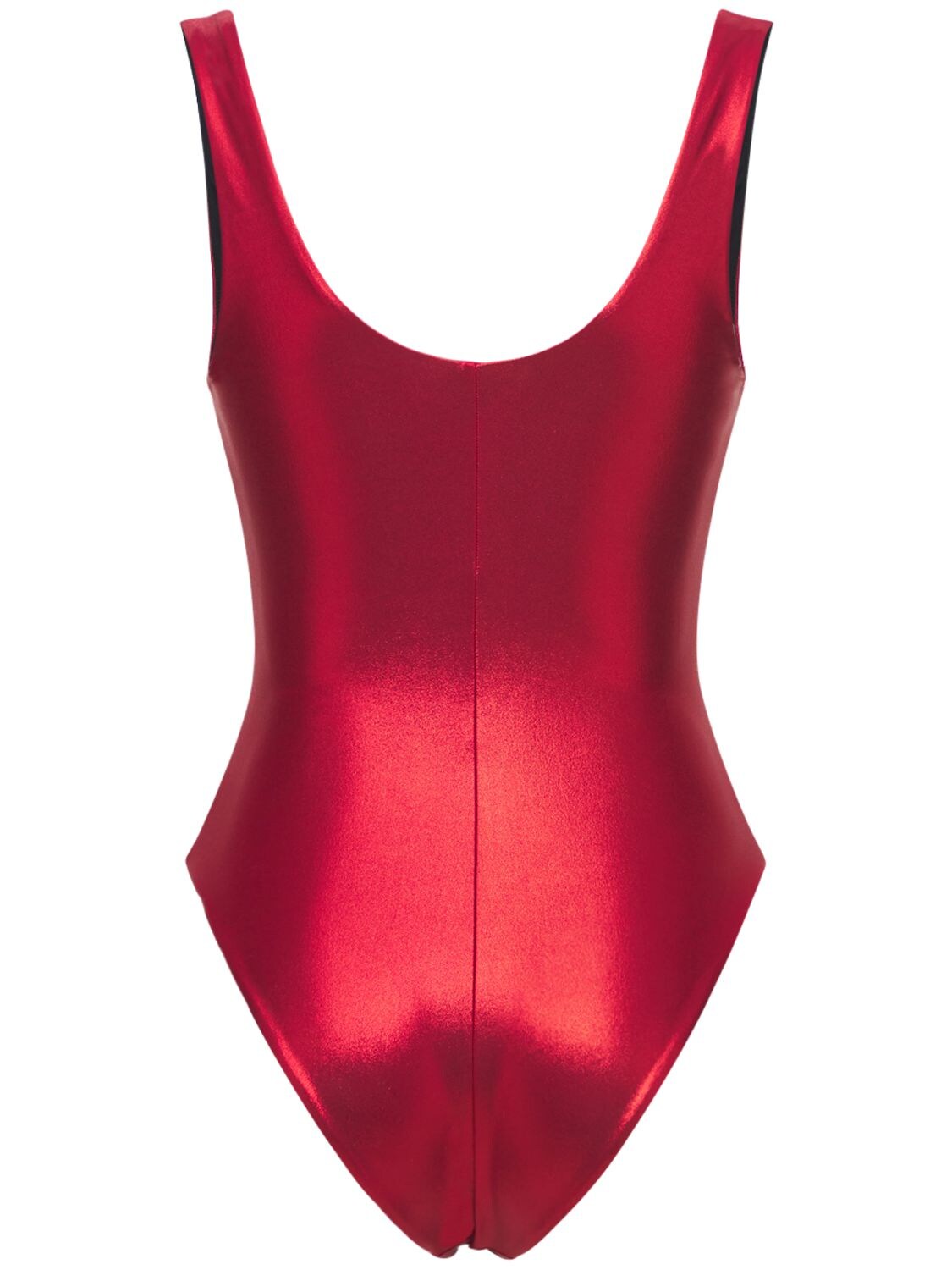 Saint Laurent Metallic Lamé Jersey Sleeveless Body In Red | ModeSens