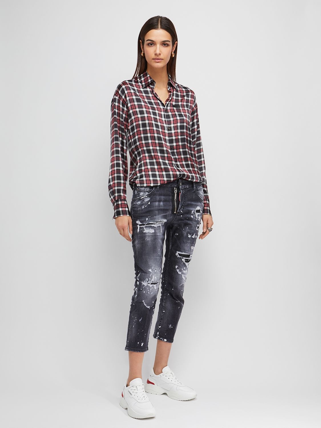 Dsquared2 Mi Cool Girl Stretch Cotton Denim Jeans In Black