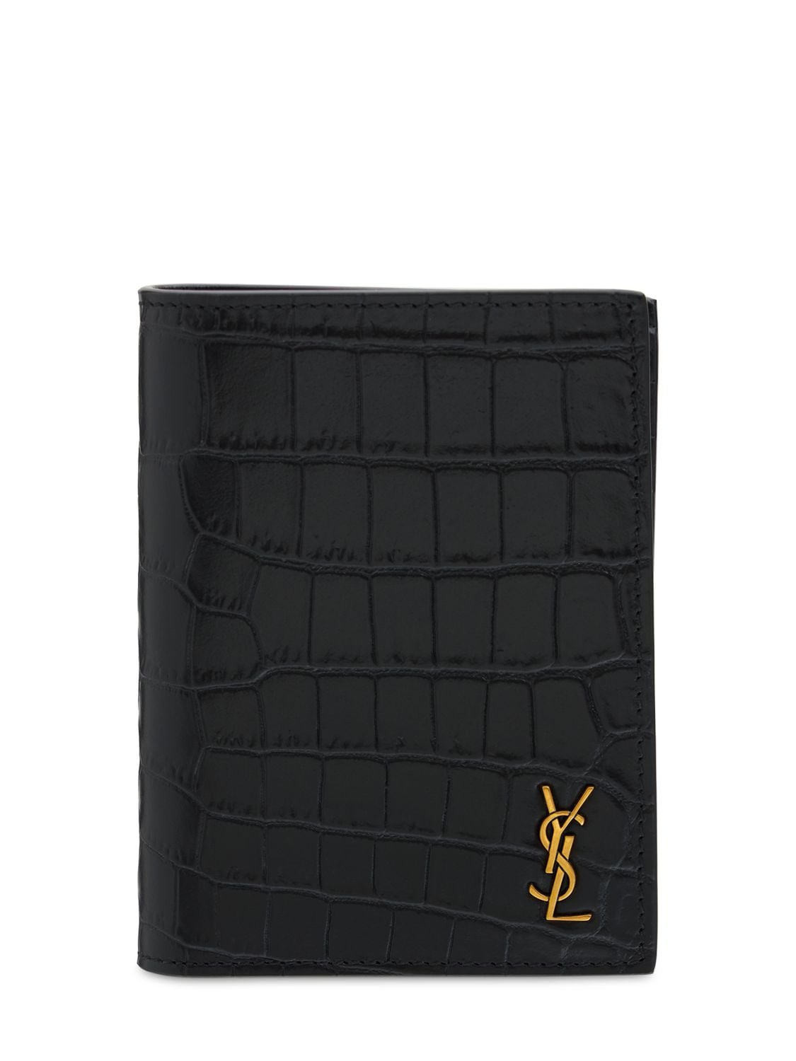 Saint Laurent Ysl Leather Wallet In Black