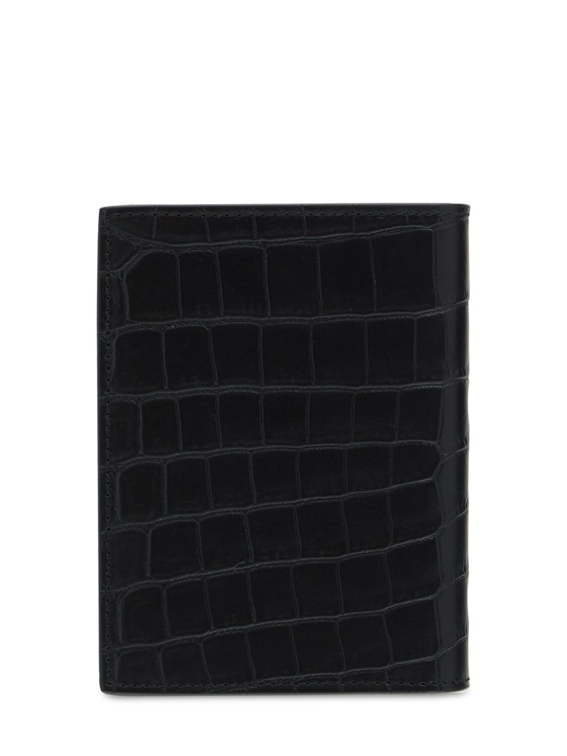 Shop Saint Laurent Ysl Leather Wallet In Black