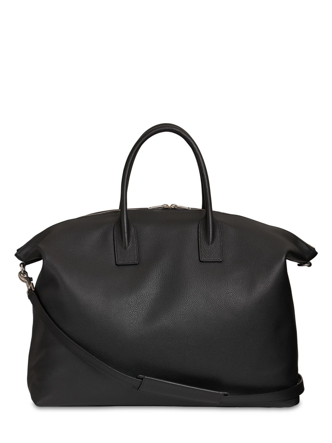 Shop Saint Laurent Giant Bowling Leather Tote Bag In Black