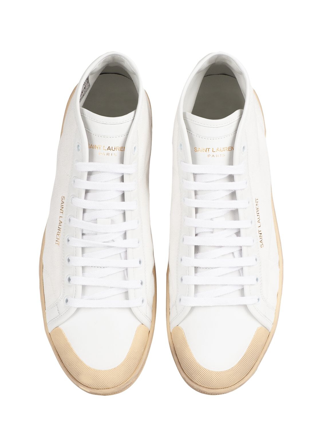 Saint Laurent - Pink Canvas SL 39 Mid Top Sneakers – eluXive