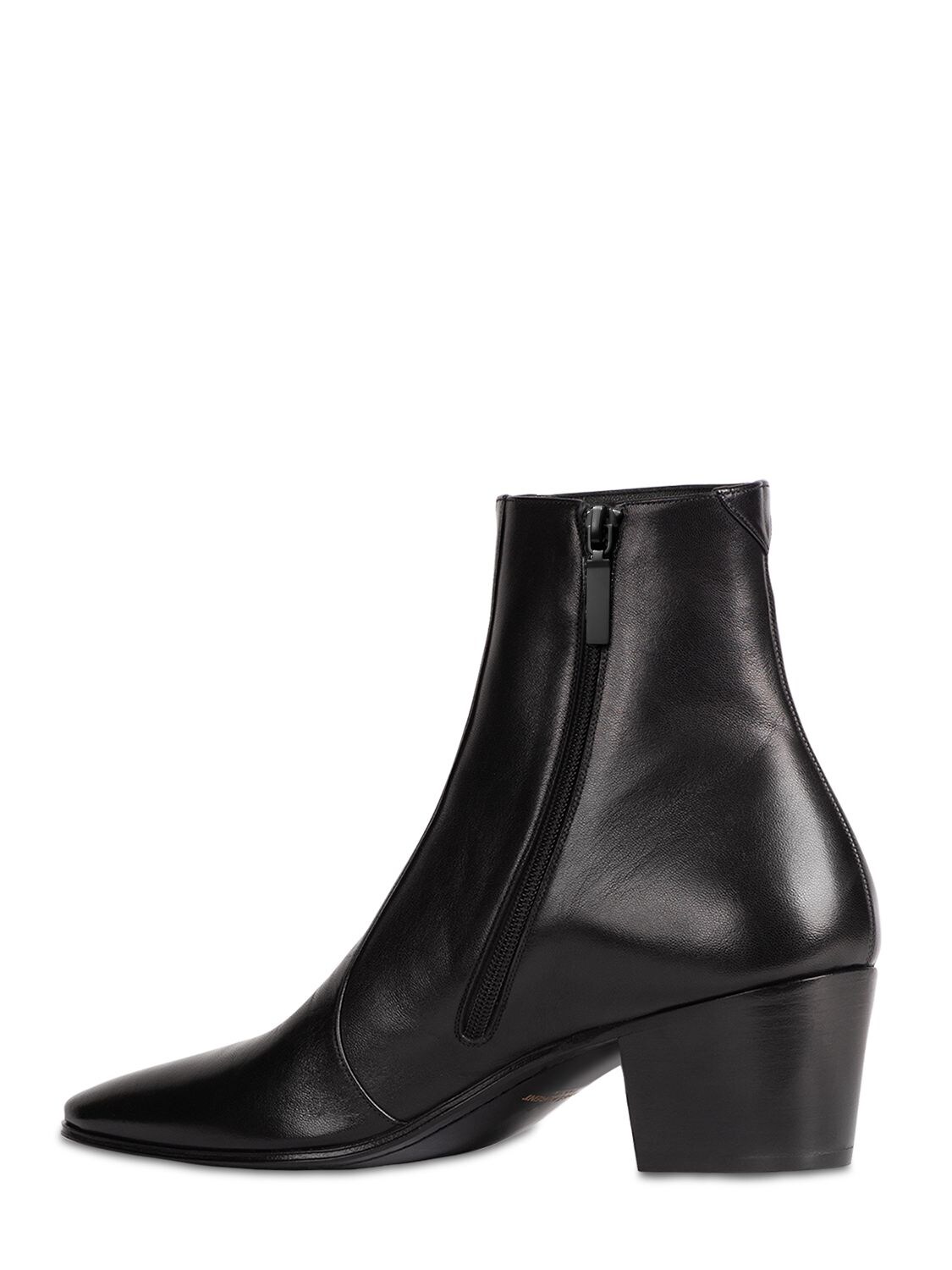 Shop Saint Laurent Vassili 60 Leather Boots In Black