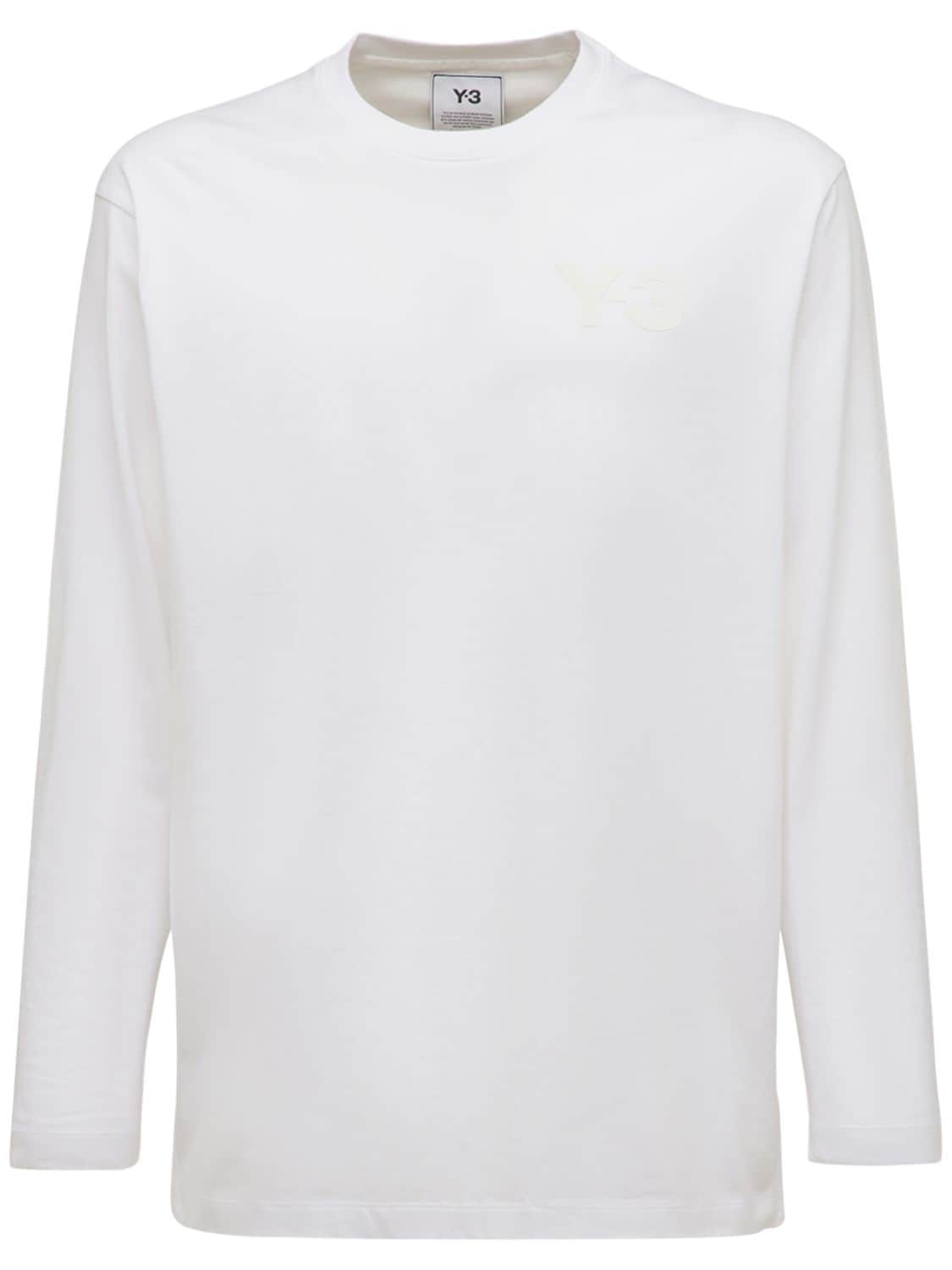 Y-3 Long Sleeve Logo Cotton Jersey T-shirt