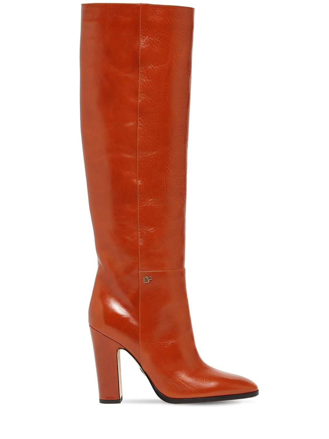 100mm Polished Leather Tall Boots
