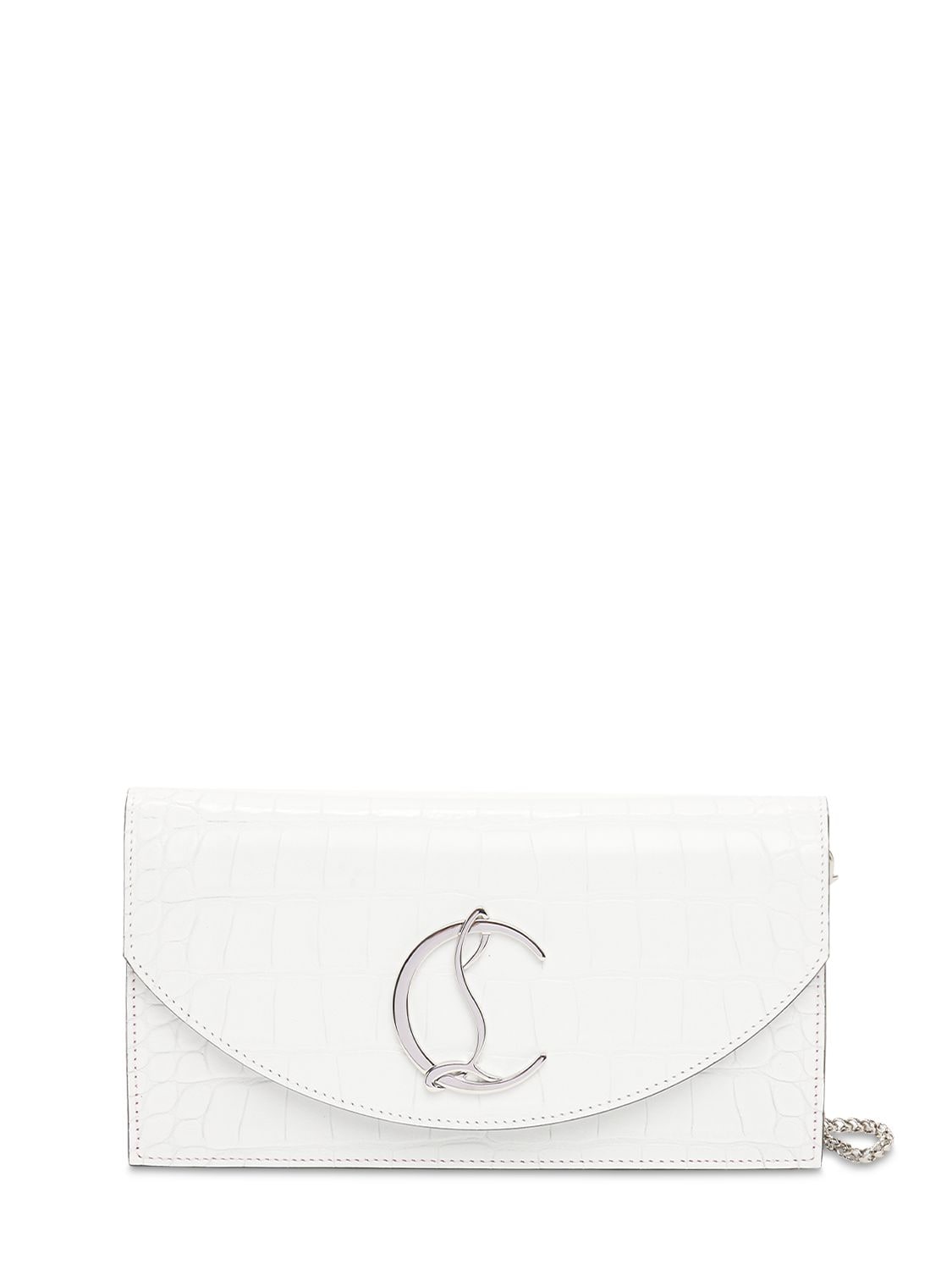 Christian Louboutin Loubi54 Ali Leather Shoulder Bag In Weiss,silber