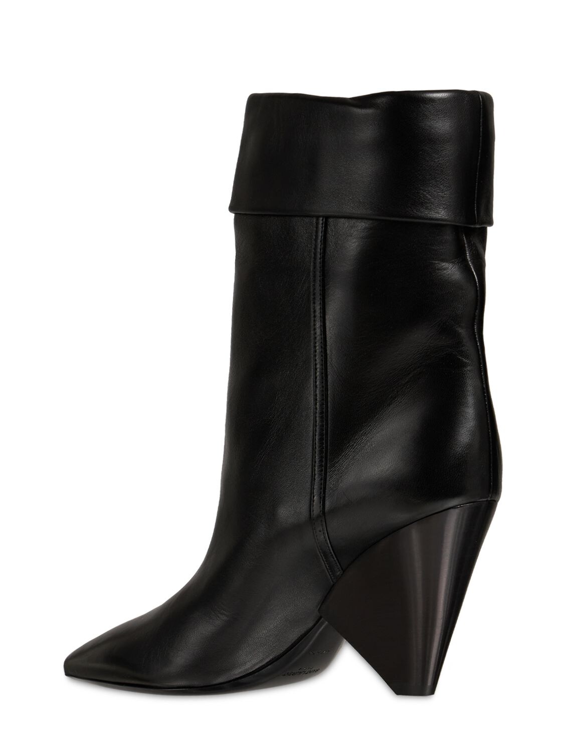 Shop Saint Laurent 85mm Niki Leather Ankle Boots In Black