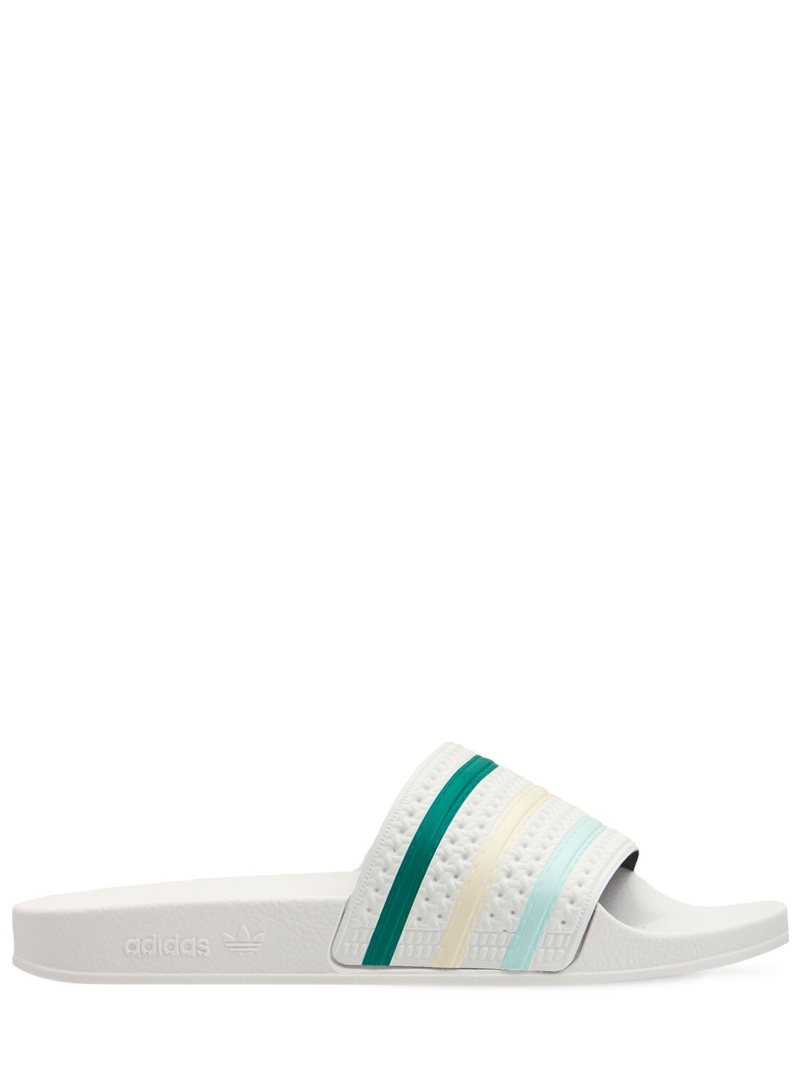 Adidas Originals Adilette Striped Slide Sandals In White
