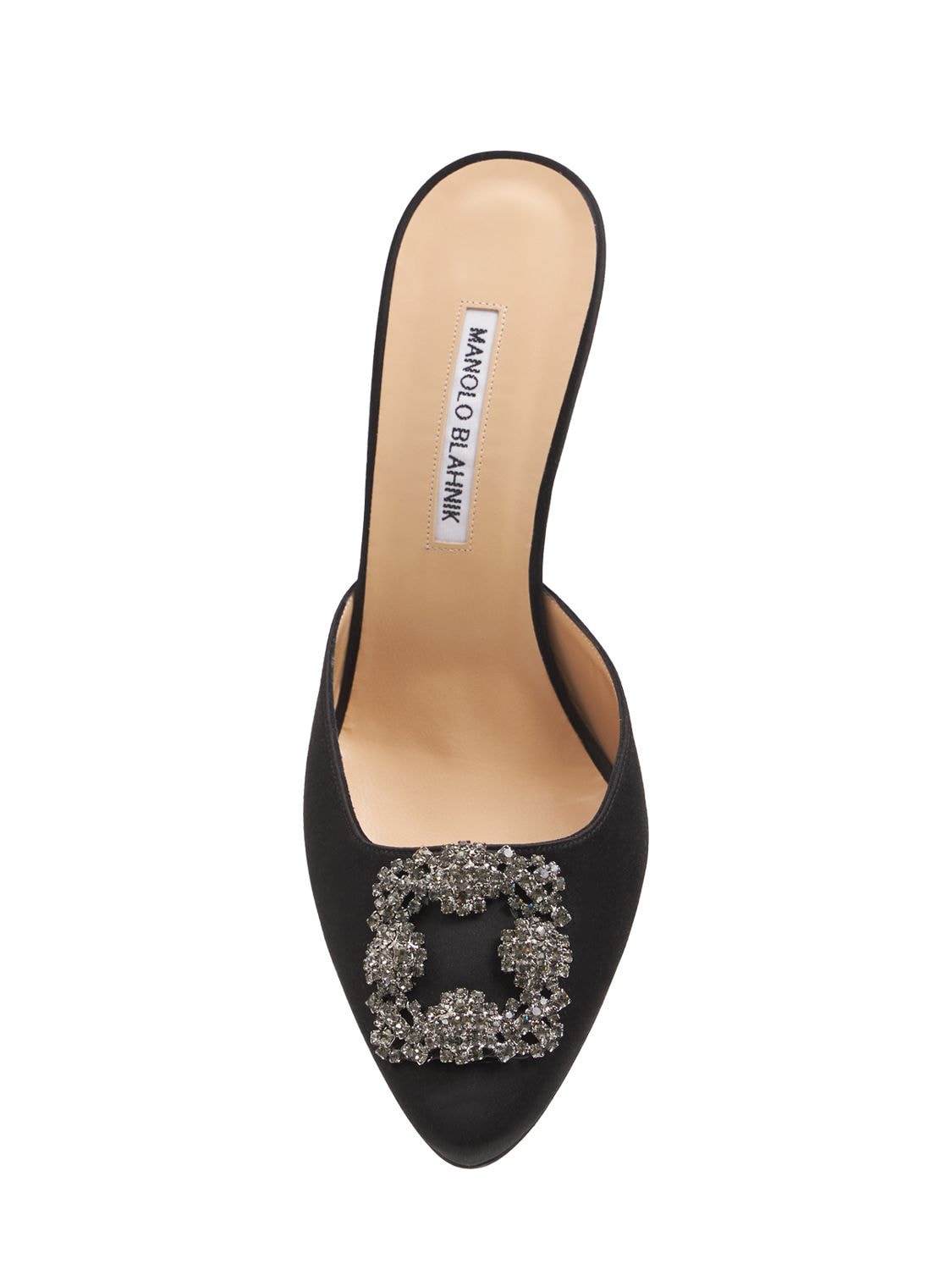 Shop Manolo Blahnik 70mm Hangisi Satin Mules In Black