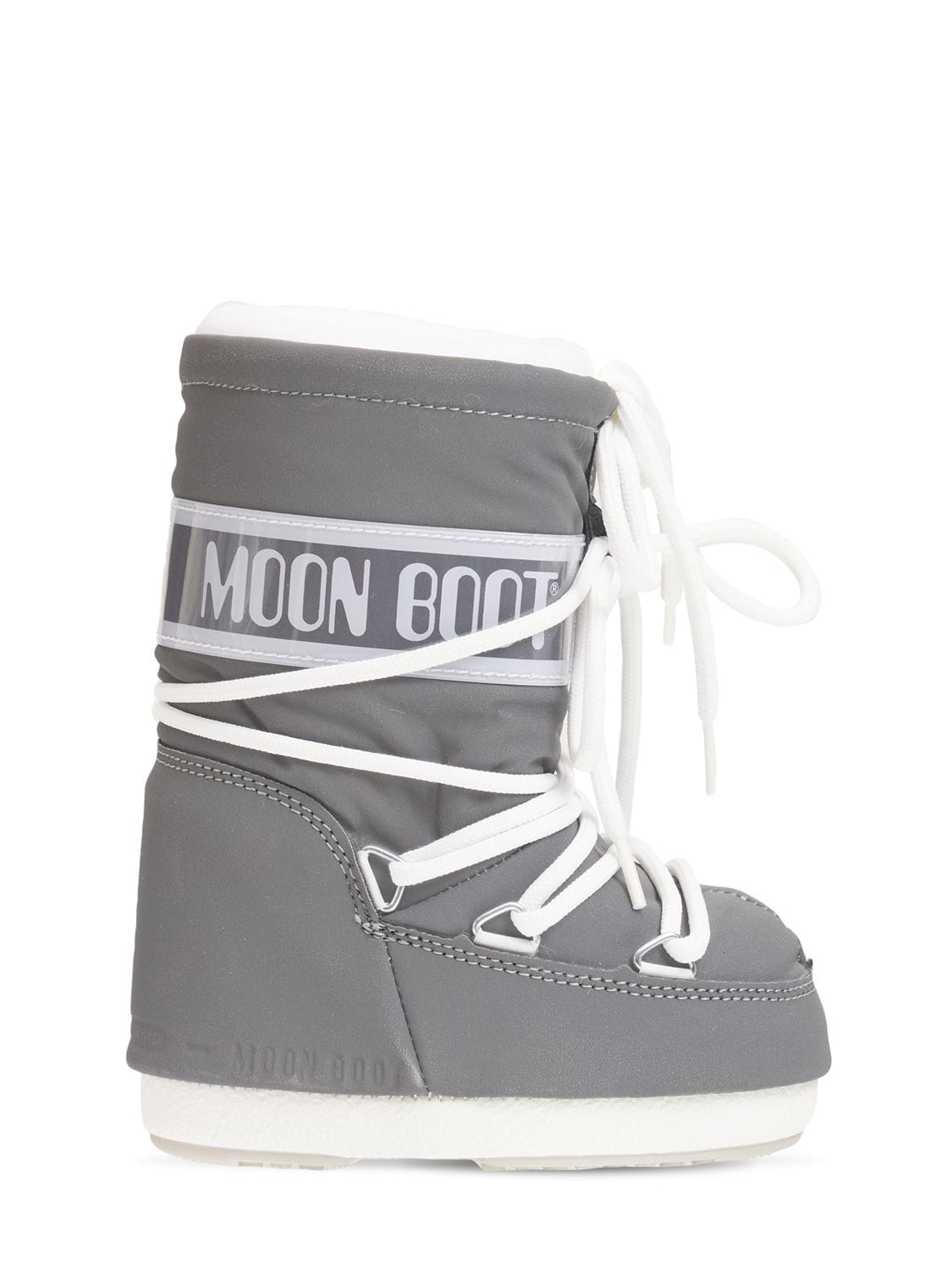 Moon Boot Kids' Reflective Nylon Snow Boots In Grigio