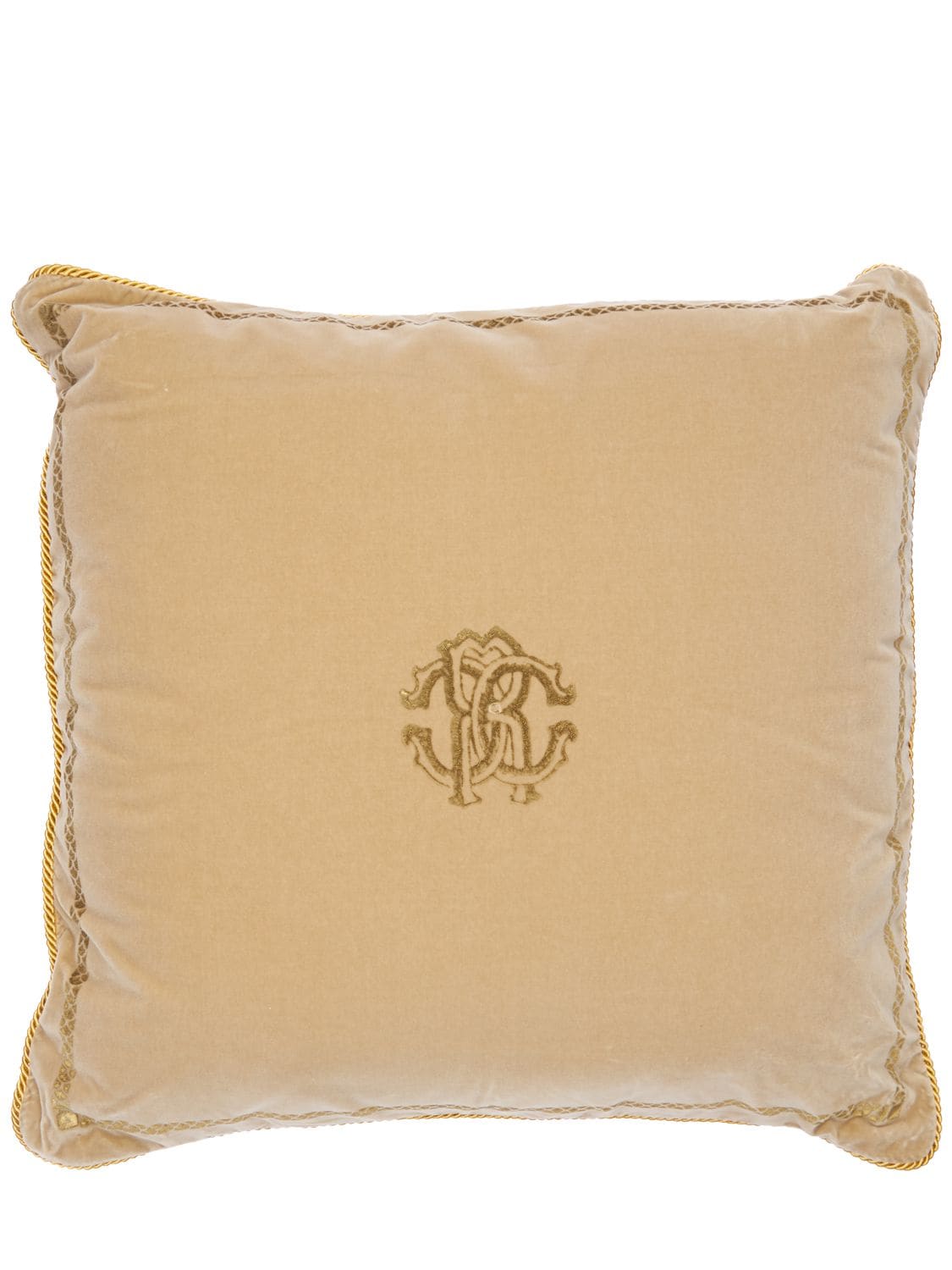 Roberto Cavalli Venezia Silk & Cotton Cushion In Beige