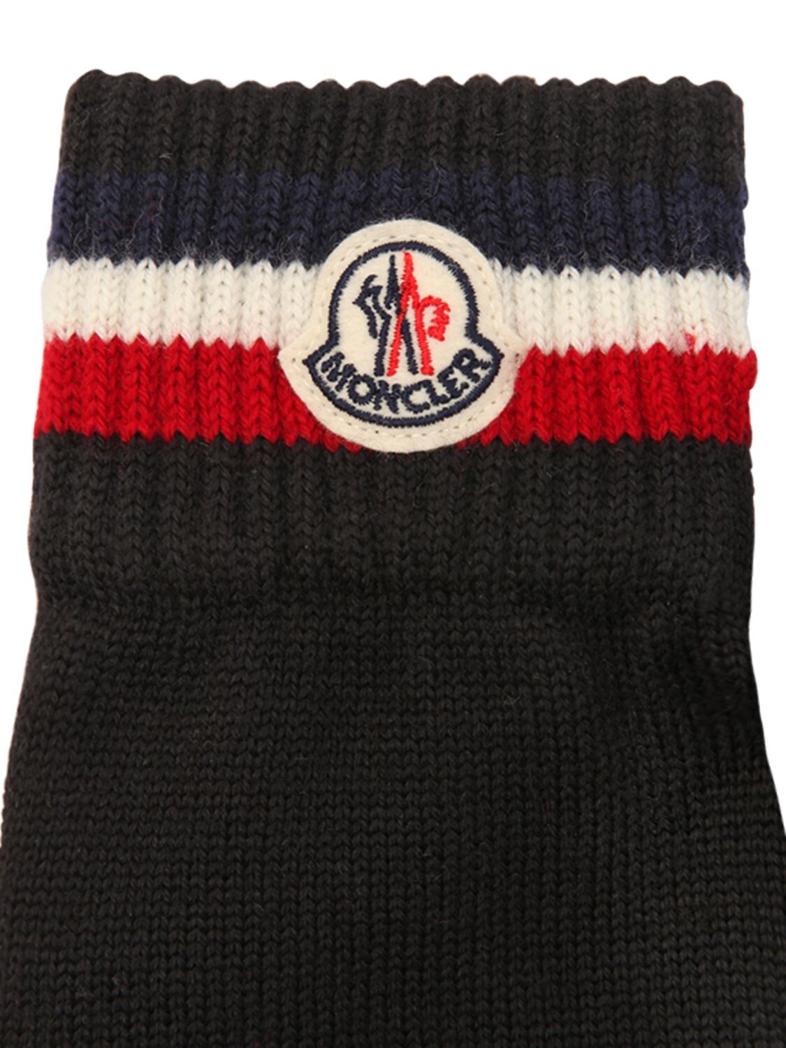 MONCLER Logo-Appliquéd Ribbed Virgin Wool Gloves for Men