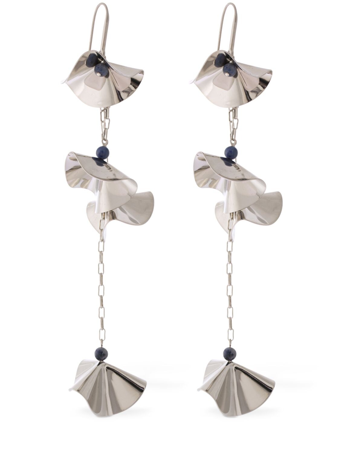 Isabel Marant Poppy Color Pendant Earrings W/ Beads In Silver,blue
