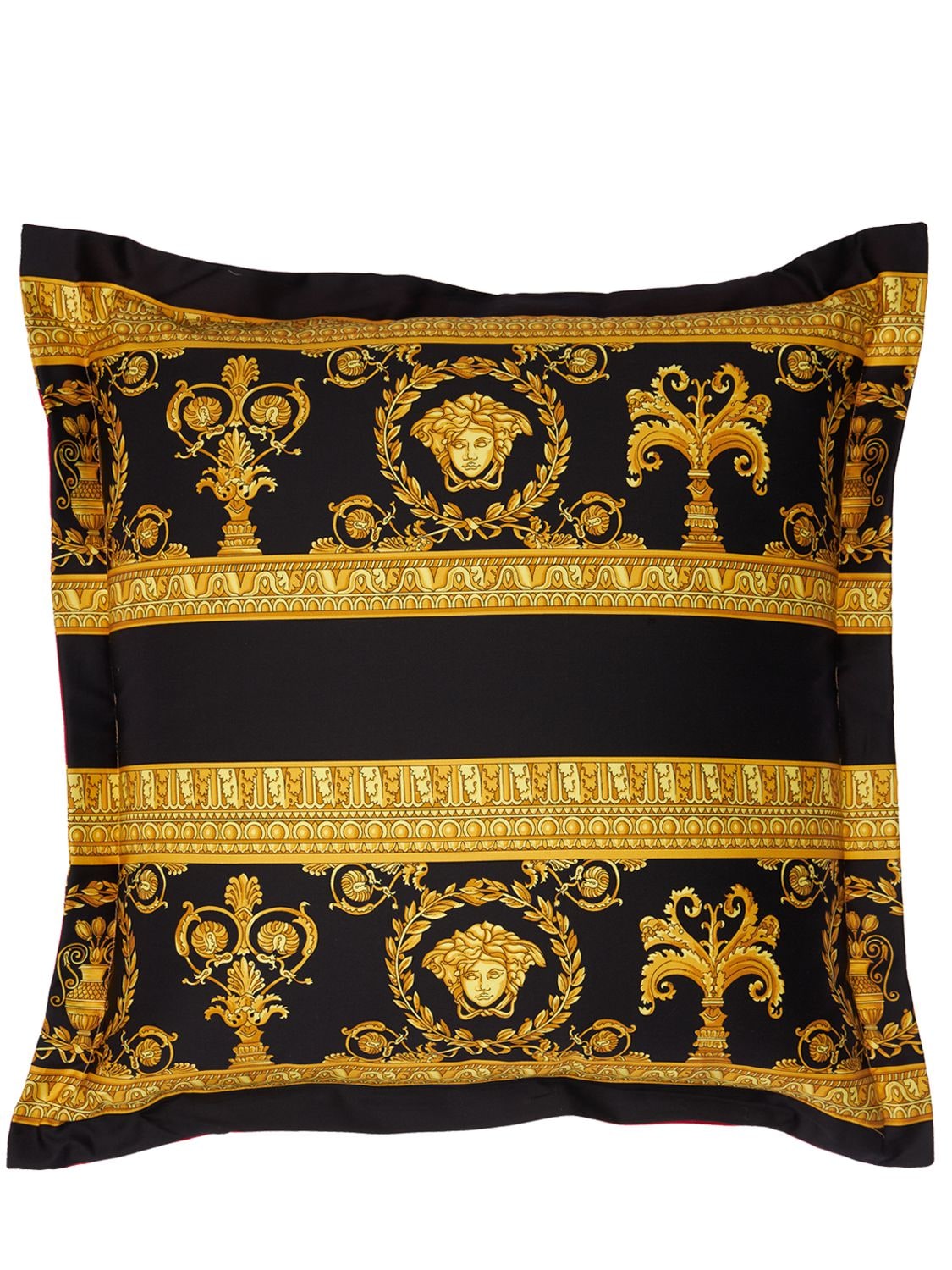 Versace Barocco & Robe Cushion In Black,red