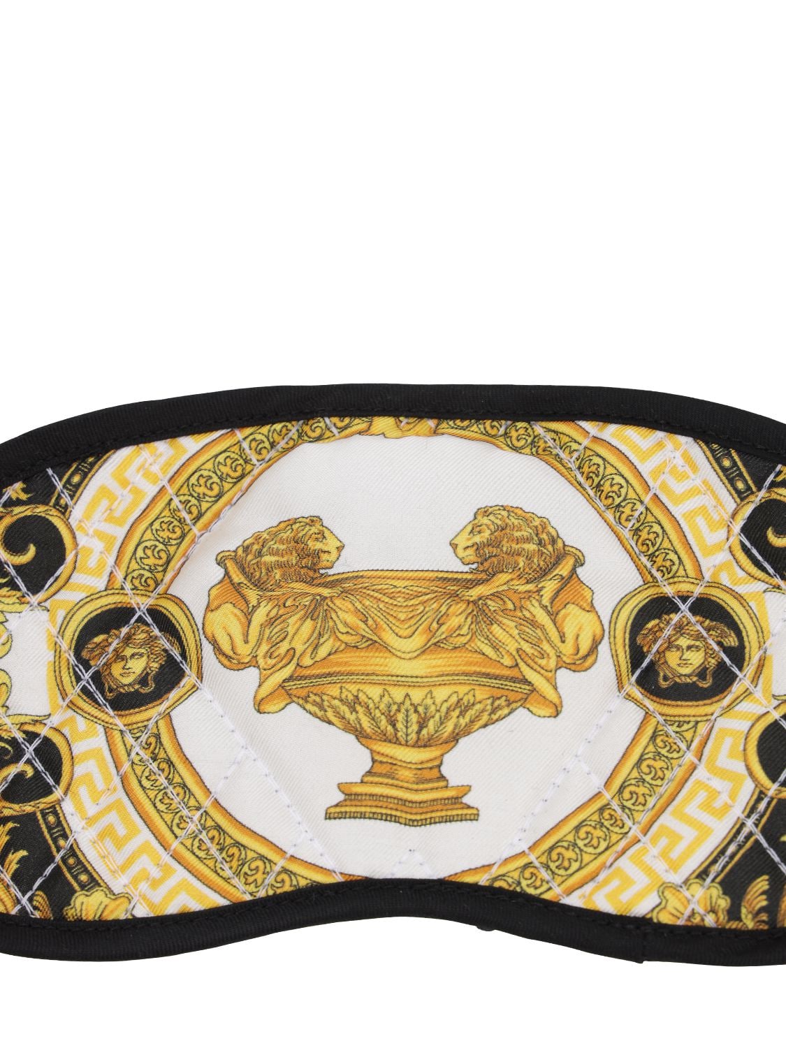 Shop Versace Barocco & Robe Silk Eye Mask W/ Case In White,gold