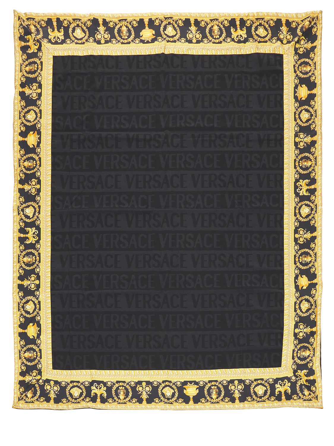 Shop Versace Barocco & Robe Throw In Black,gold